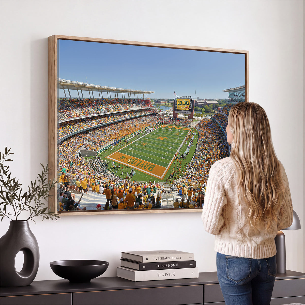 49912-MGV-CV-36X24 - Baylor University Bears Football Team Print - Waco McLane Stadium Wall Art Canvas Print