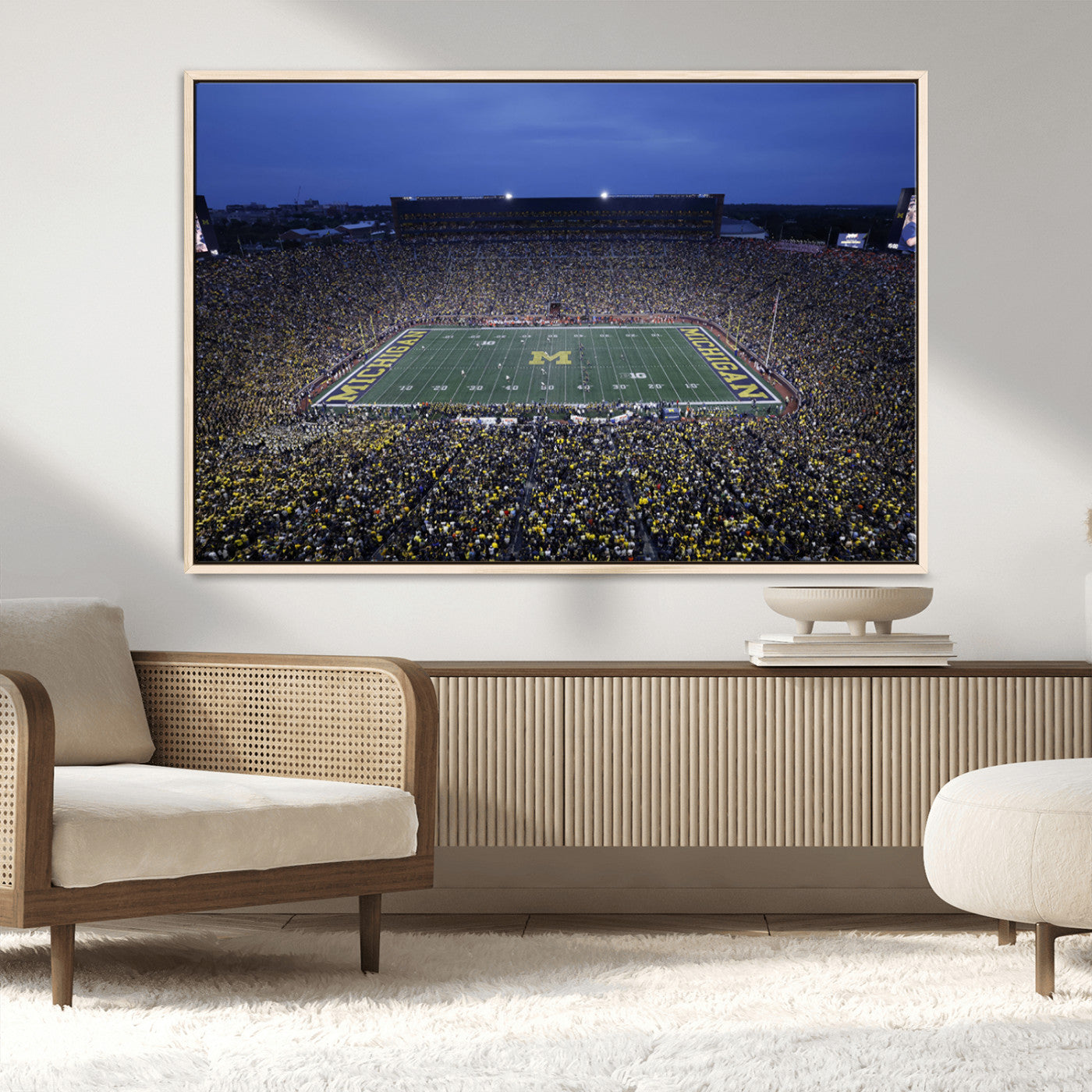 MGV-FC-36X24 - University of Michigan Wolverines Football Team Print - Ann Arbor Michigan Stadium Wall Art Canvas