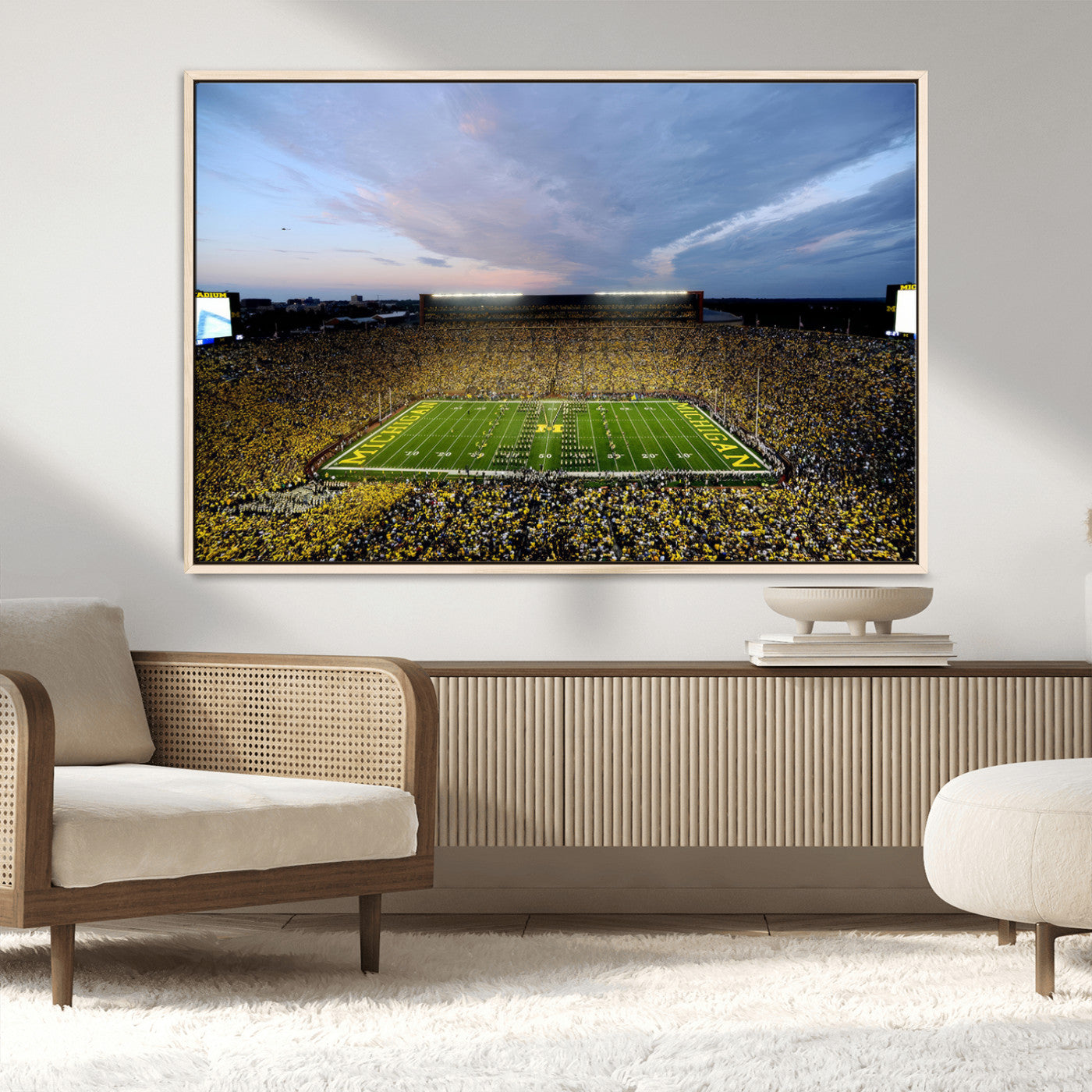 MGV-FC-36X24 - University of Michigan Wolverines Football Team Print - Ann Arbor Michigan Stadium Wall Art Canvas