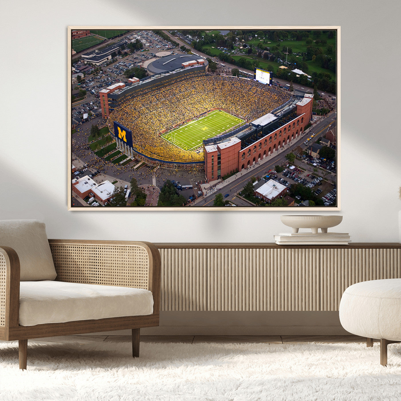 MGV-FC-36X24 - University of Michigan Wolverines Football Team Print - Ann Arbor Michigan Stadium Wall Art Canvas