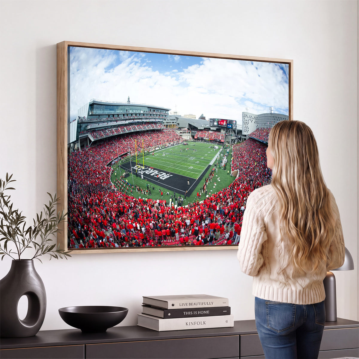 54070-MGV-CV-36X24 - Cincinnati Bearcats Football Team Print - Nippert Stadium Wall Art Canvas Print