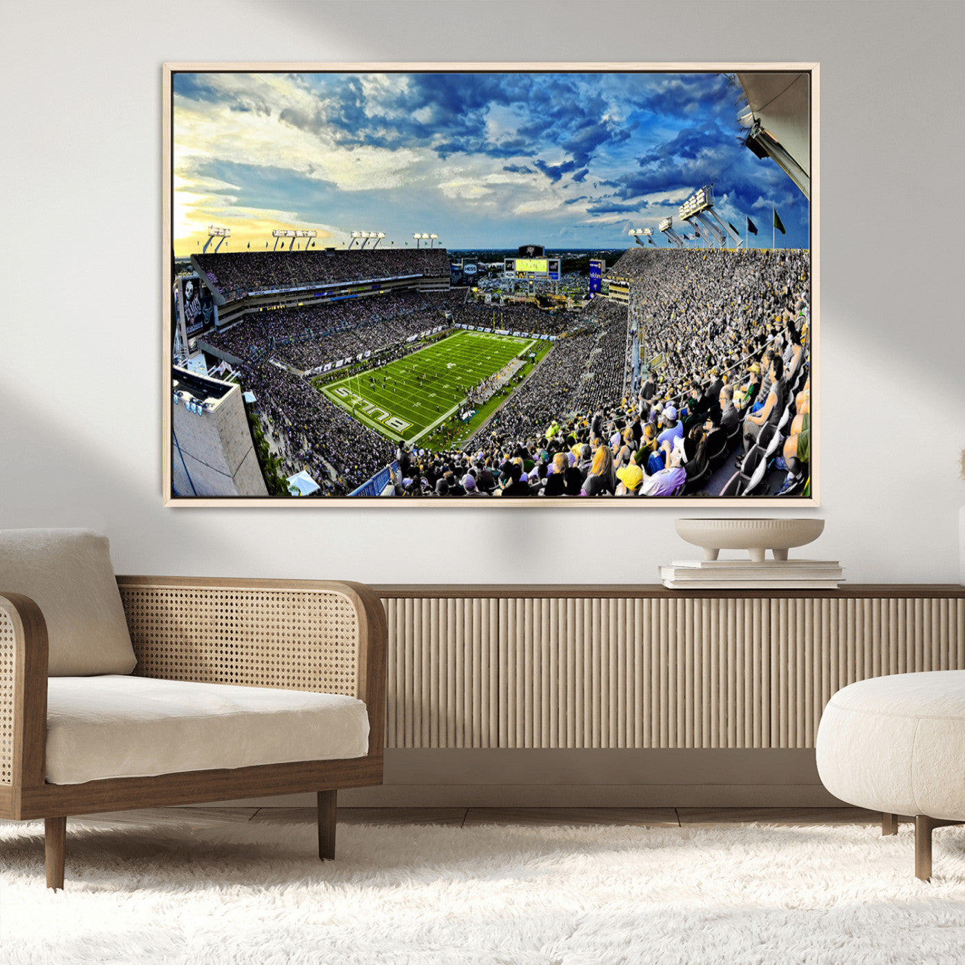 MGV-FC-36X24 - Framed USF Bulls Football Team Print - Tampa Raymond James Stadium Wall Art Canvas Print