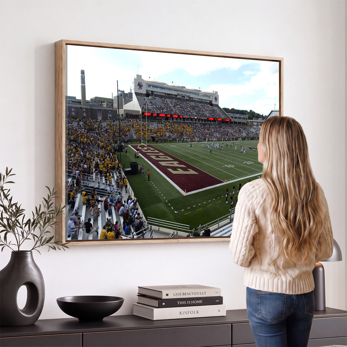 61503-MGV-CV-36X24 - Boston College Eagles Football Team Print - Boston Alumni Stadium Wall Art Canvas Print