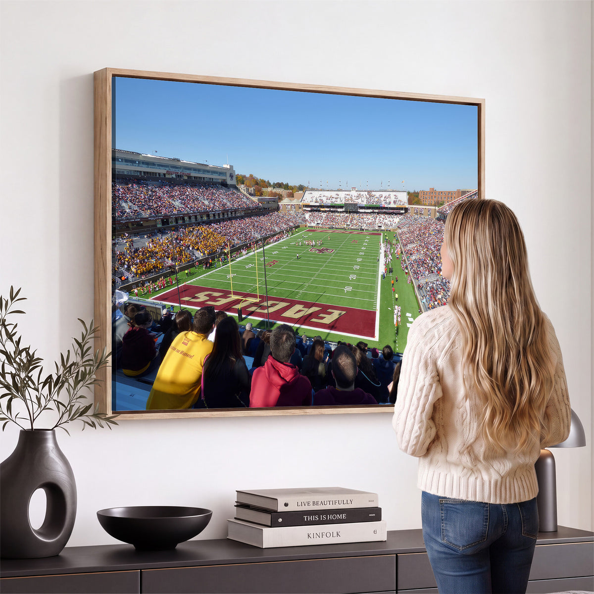 78117-MGV-CV-36X24 - Boston College Eagles Football Team Print - Boston Alumni Stadium Wall Art Canvas Print