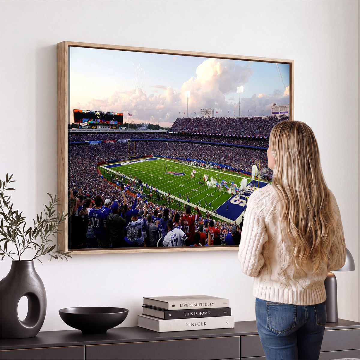 64066-MGV-CV-36X24 - Buffalo Bills Football Team Print - Buffalo Highmark Stadium Wall Art Canvas Print