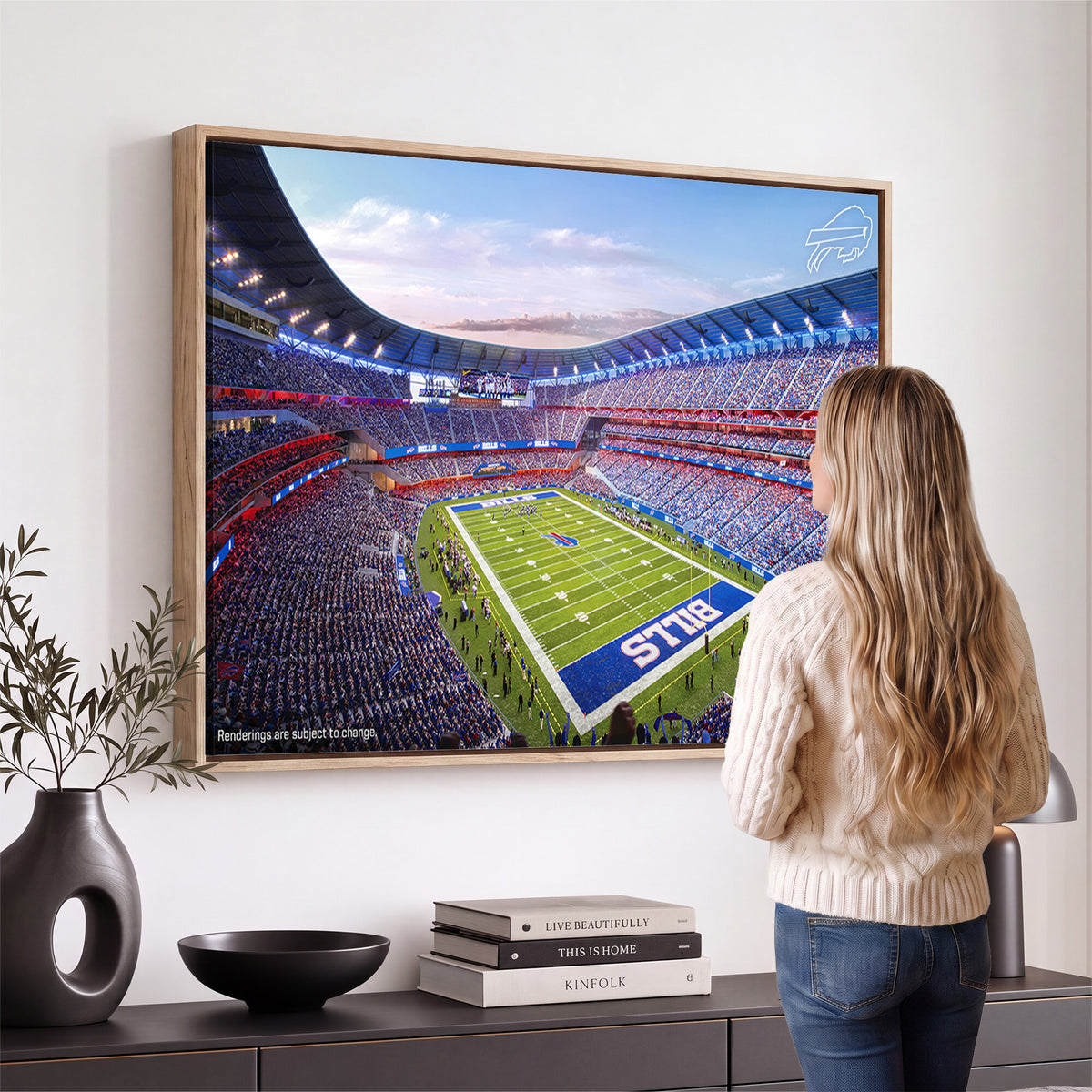57873-MGV-CV-36X24 - Buffalo Bills Football Team Print Canvas - Buffalo Highmark Stadium Wall Art Canvas Print