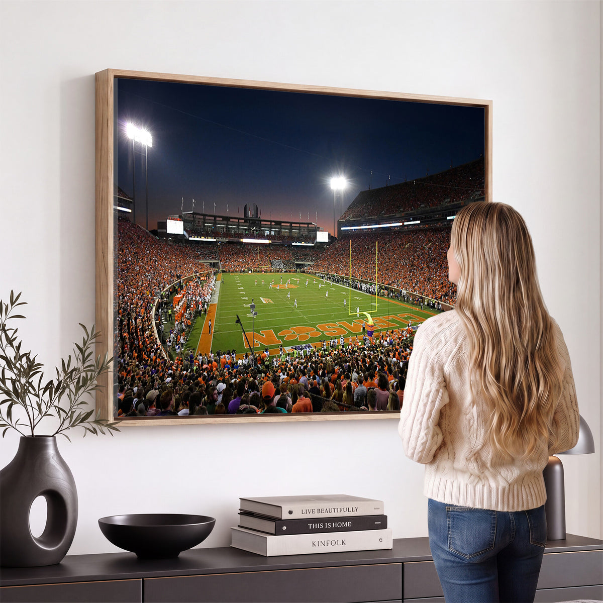 32340-MGV-CV-36X24 - Clemson University Tigers Art Print, Football Team Print
