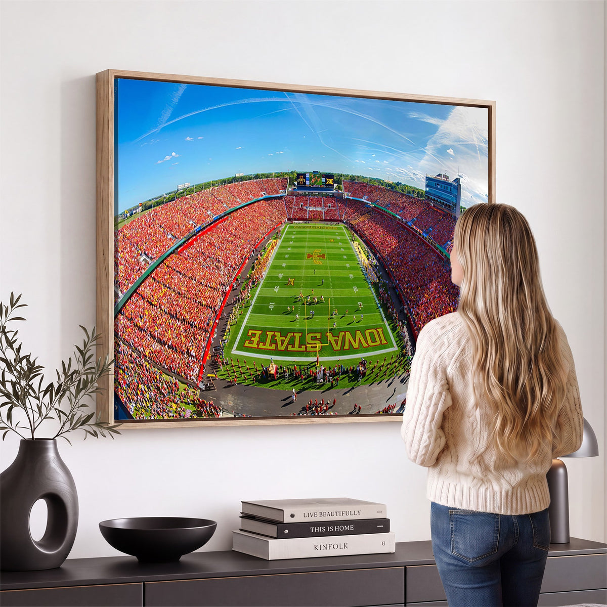36706-MGV-CV-24X16 - Iowa State University Cyclones Football Team Print, Ames, Framed and Ready to Hang