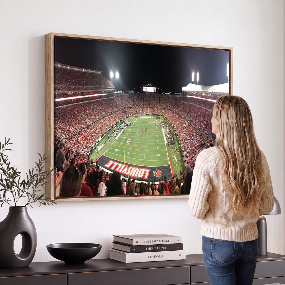 51251-PAN-FL-20X10 - University of Louisville Cardinals Football Team Print - Louisville Cardinal Stadium Wall Art Canvas