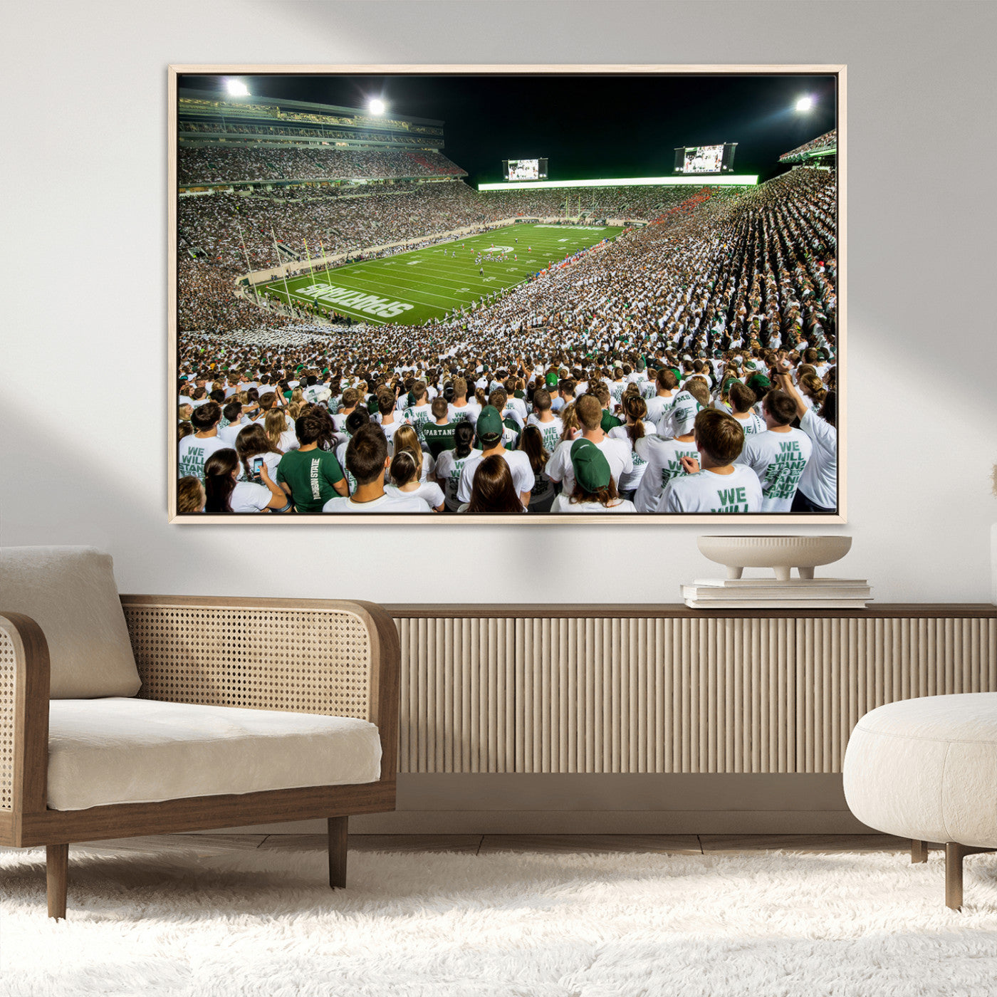 MGV-FC-36X24 - Michigan State Spartans Football Canvas Print - East Lansing Spartan Stadium Wall Art Canvas Print
