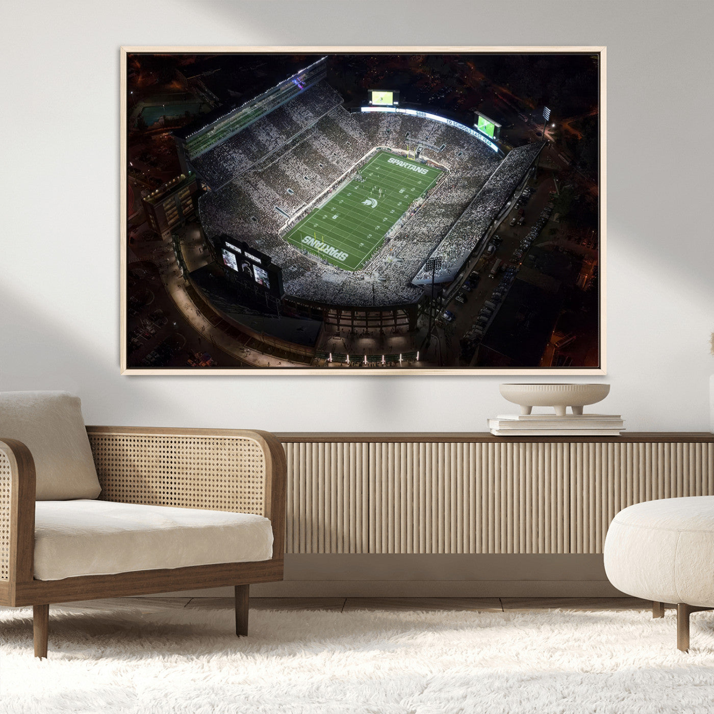 MGV-FC-36X24 - Michigan State Spartans Football Team Print - East Lansing Spartan Stadium Print Wall Art