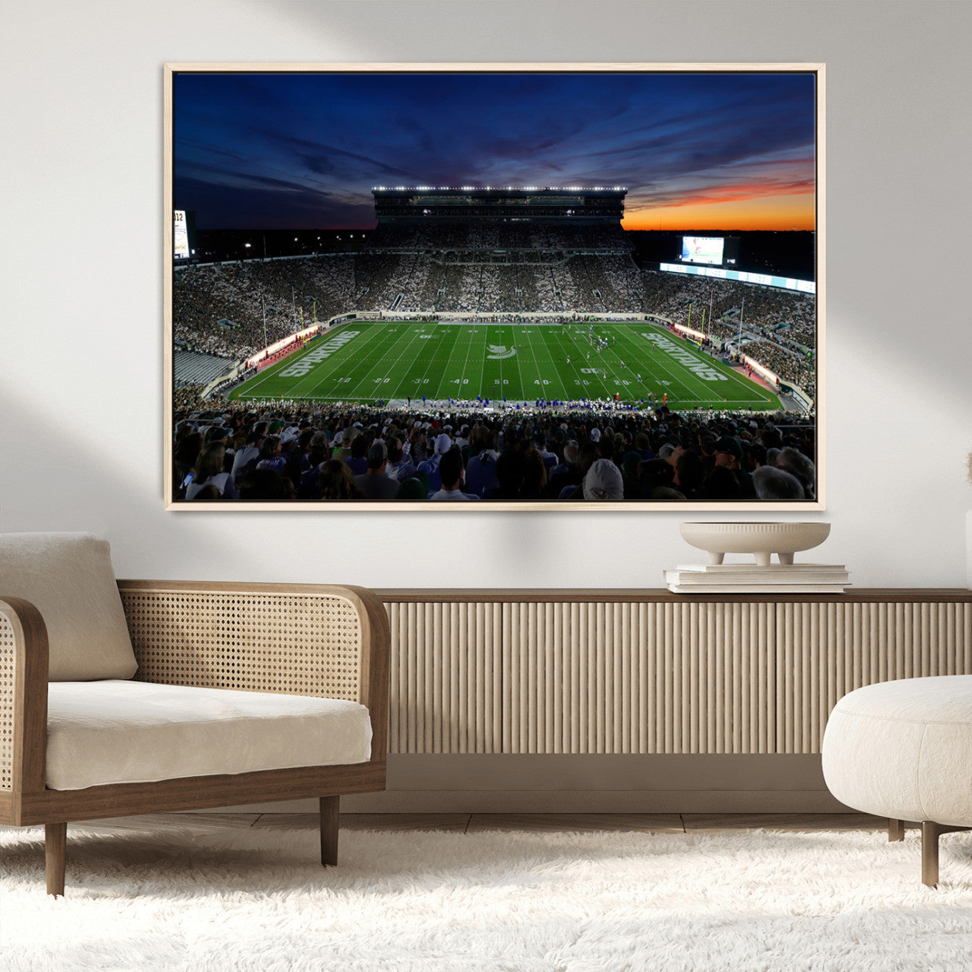 MGV-FC-36X24 - Michigan State Spartans Football Team Print - East Lansing Spartan Stadium Canvas Print