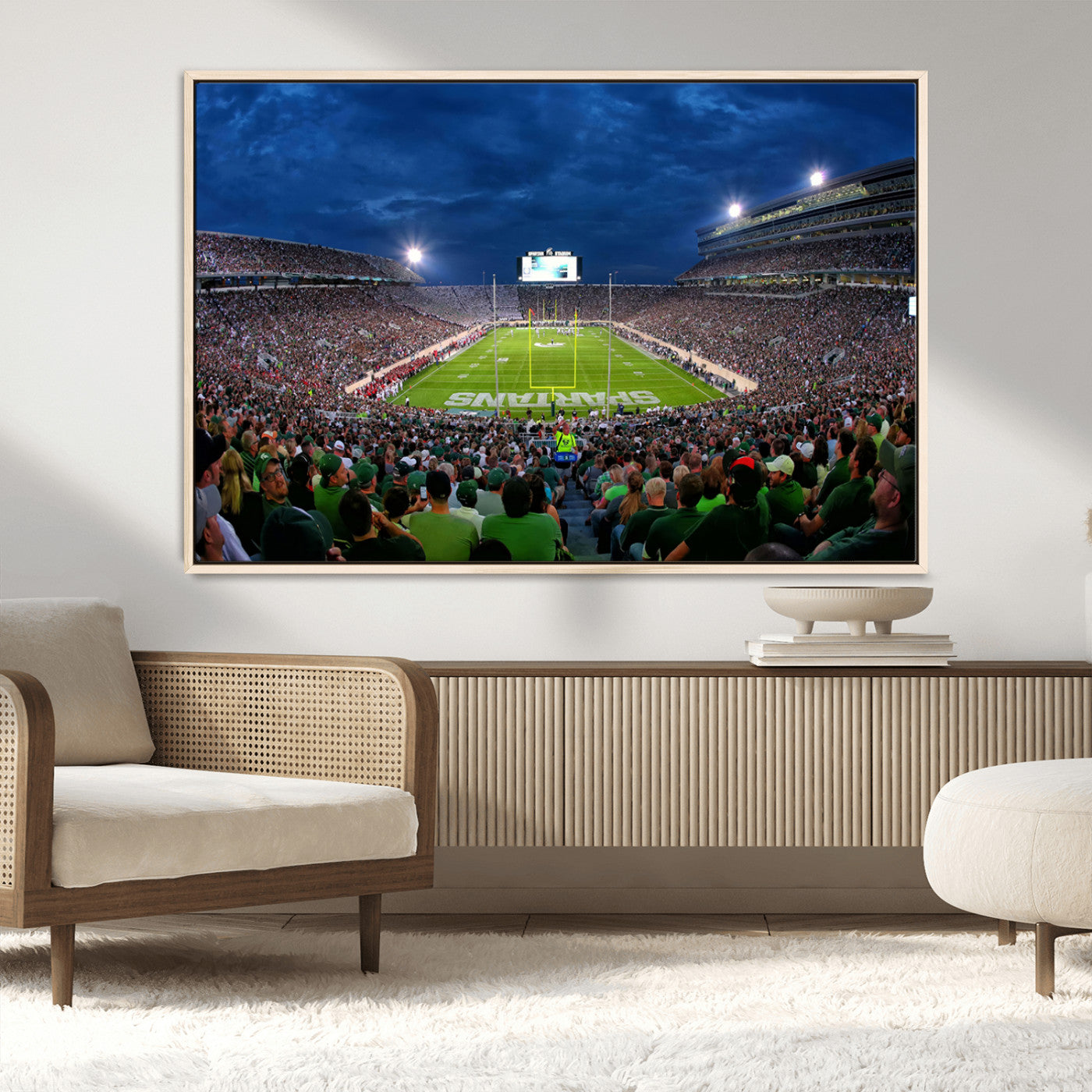 MGV-FC-36X24 - Michigan State Spartans Football Team Print - East Lansing Spartan Stadium Wall Art Canvas Print
