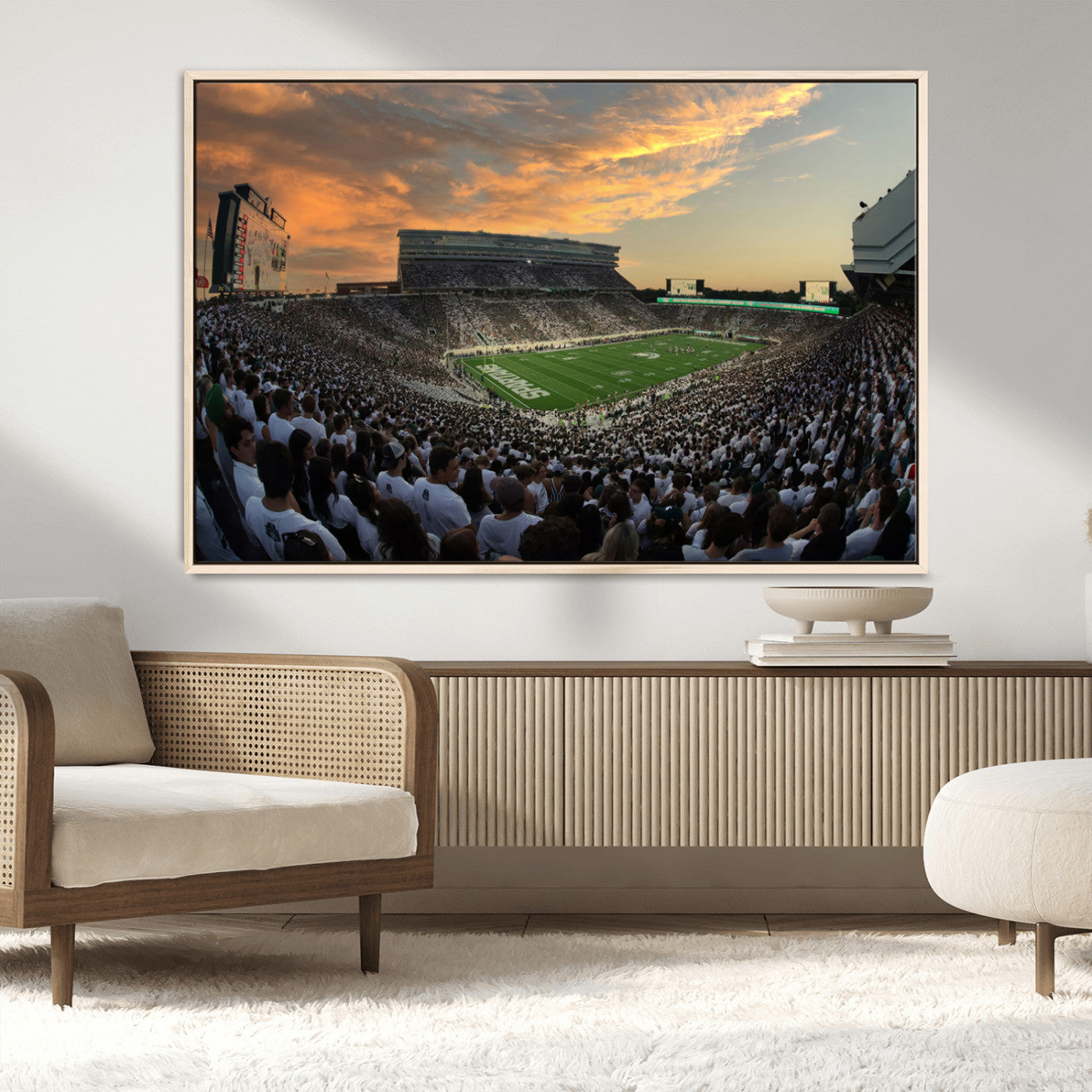MGV-FC-36X24 - Michigan State Spartans Football Team Print - East Lansing Spartan Stadium Wall Art Canvas Print