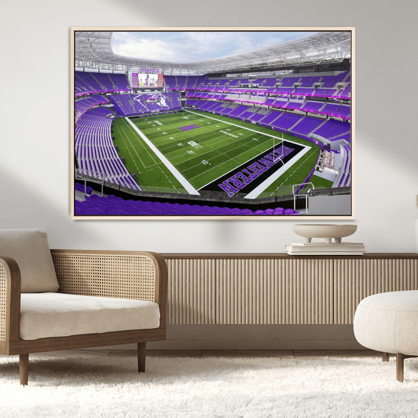 MGV-FC-36X24 - Northwestern University Wildcats Football Team Print - Evanston Ryan Field Wall Art Canvas Print