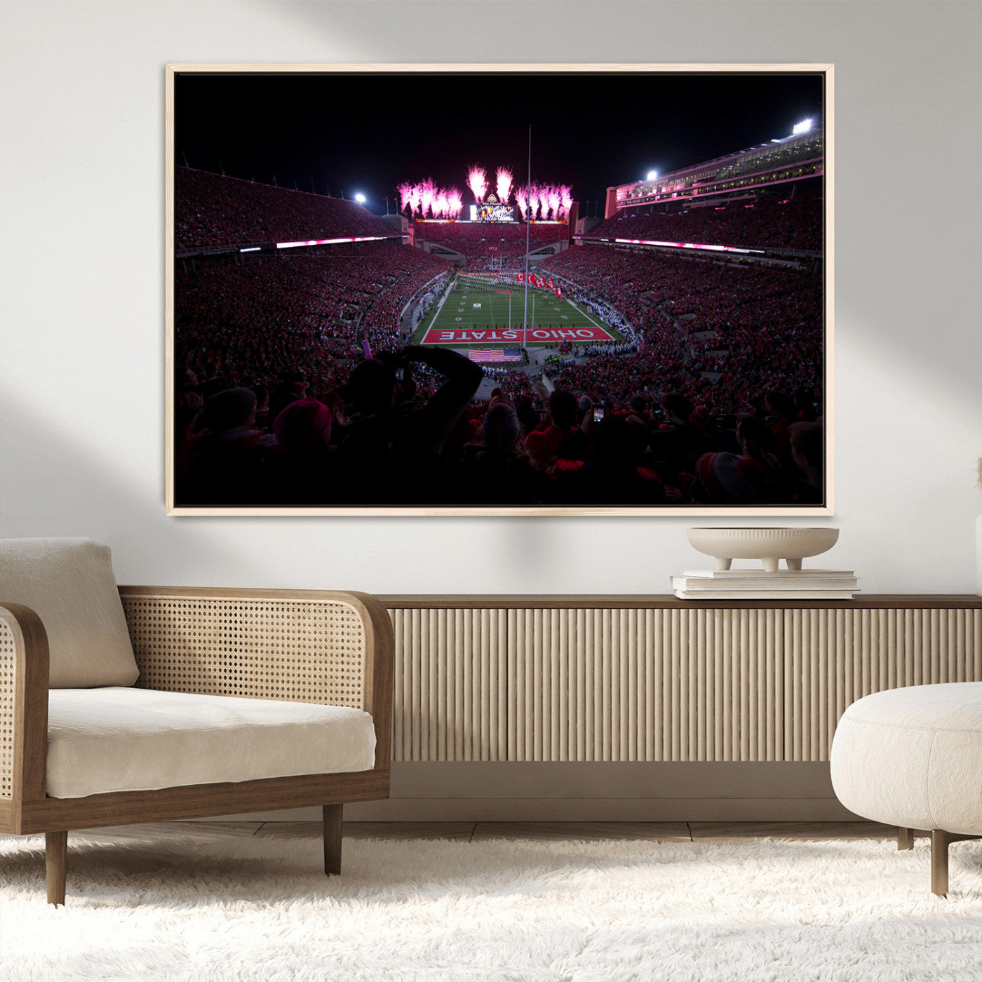 MGV-FC-36X24 - Ohio State University Buckeyes Football Team Print - Columbus Ohio Stadium Wall Art Canvas Print
