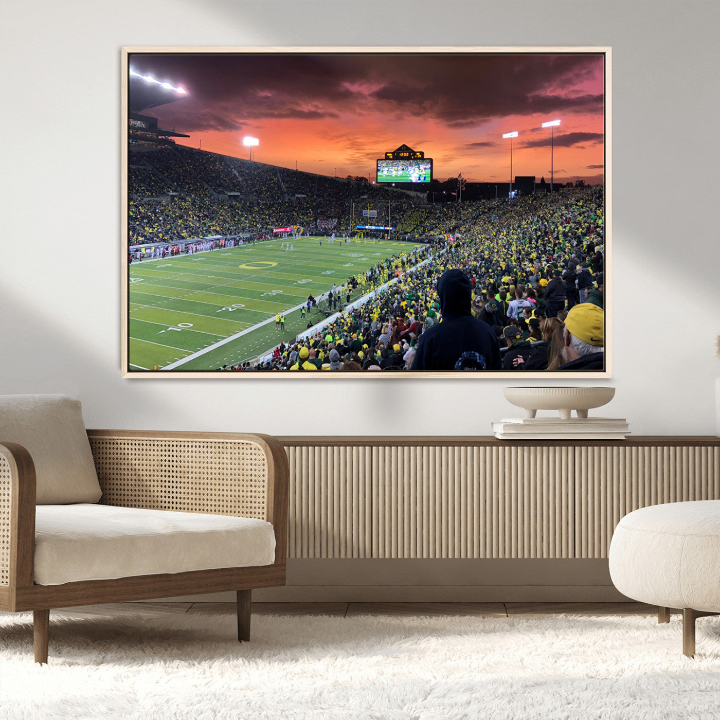 MGV-FC-36X24 - Eugene Autzen Stadium Canvas Wall Art Print – Sunset Over Iconic Football Field Wall Decor for Home