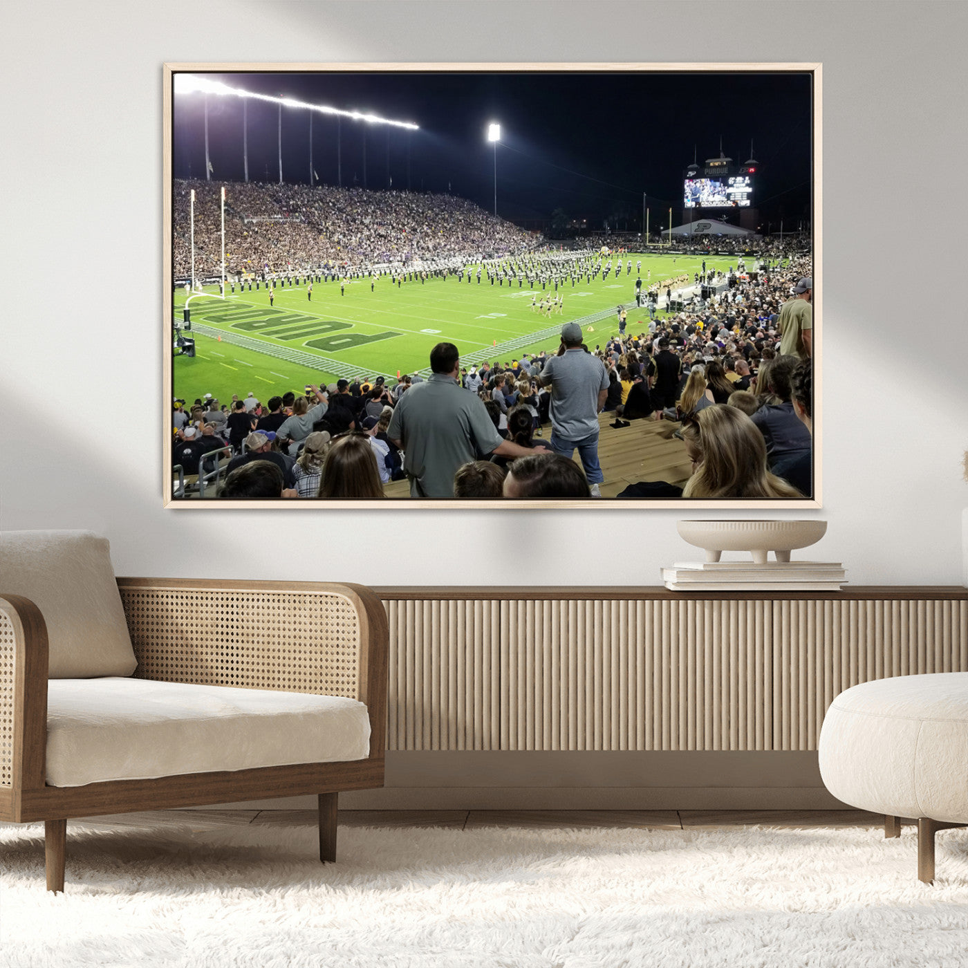 MGV-FC-36X24 - Purdue University Boilermakers Football Team Print - West Lafayette Ross-Ade Stadium Wall Art Canvas