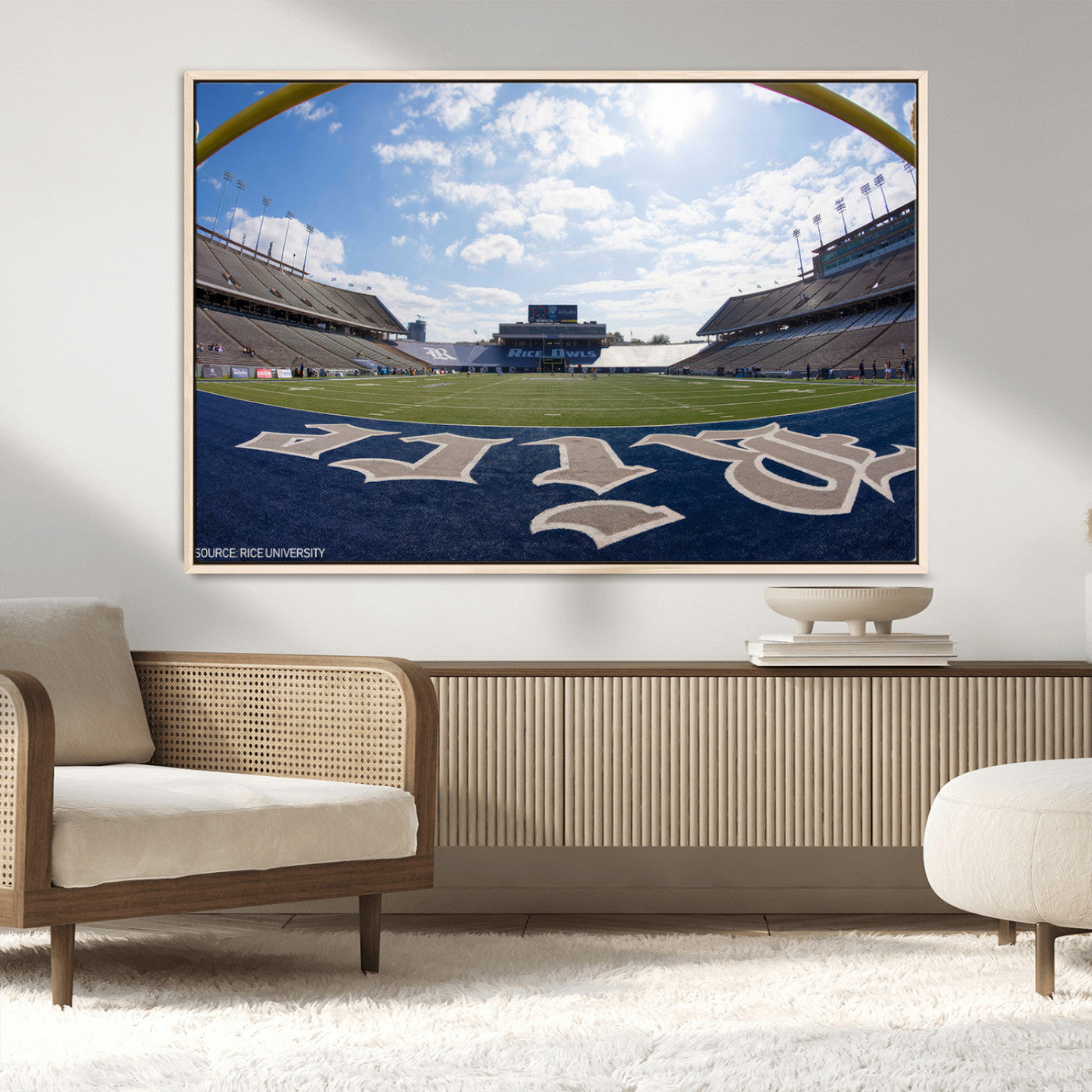 MGV-FC-36X24 - Rice University Owls Football Team Print - Houston Rice Stadium Wall Art Canvas Print