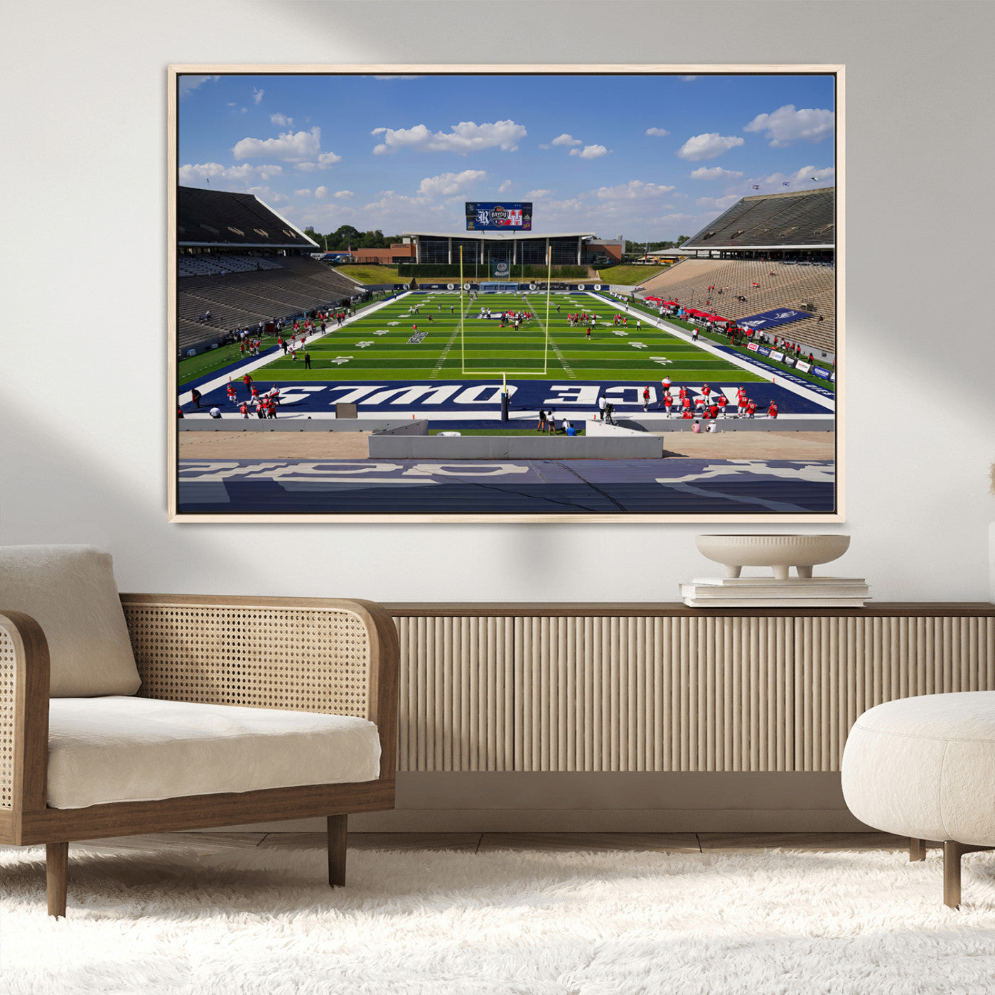 MGV-FC-36X24 - Rice University Owls Football Team Print - Houston Rice Stadium Wall Art Canvas Print