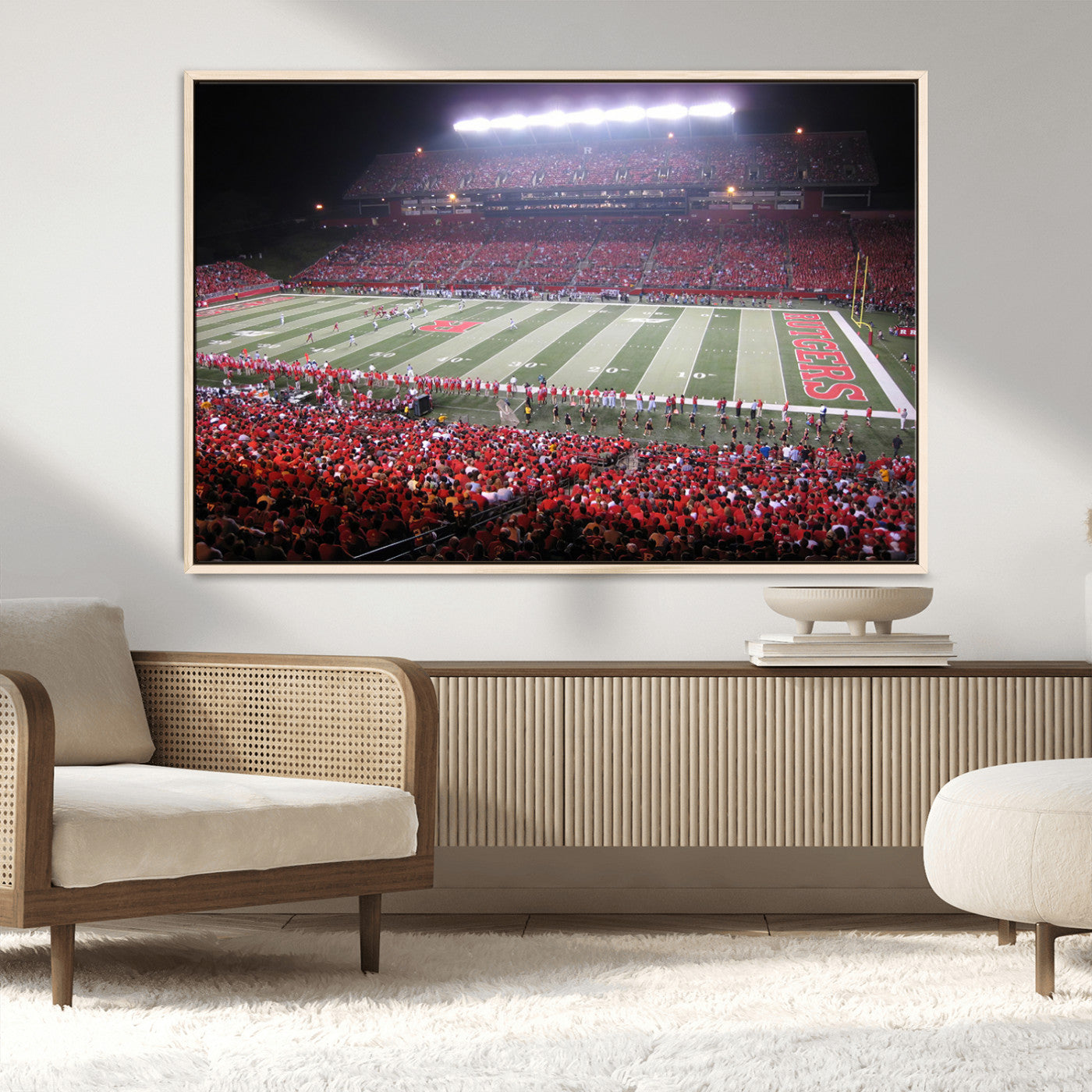 MGV-FC-36X24 - Rutgers University Scarlet Knights Football Team Print - Piscataway SHI Stadium Wall Art Canvas