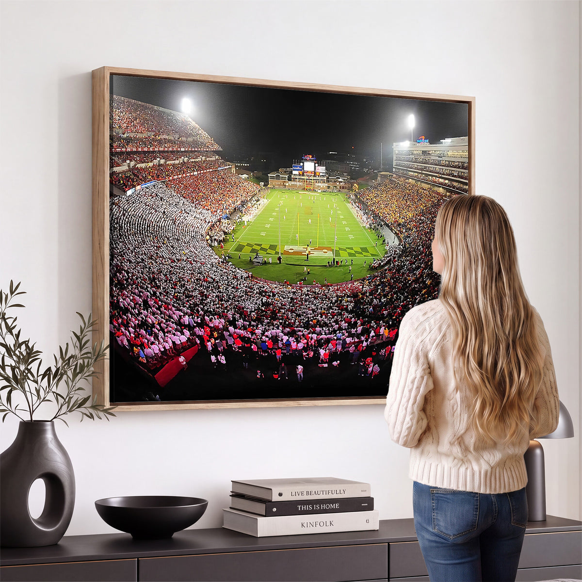 12091-PAN-FL-20X10 - University of Maryland Terrapins Football Team Print - College Park SECU Stadium Wall Art Canvas