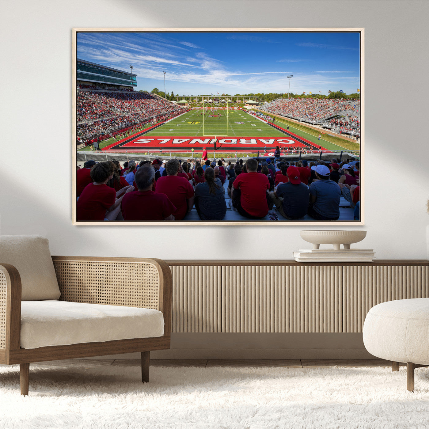 MGV-FC-36X24 - Ball State Cardinals Football Team Print - Muncie Scheumann Stadium Wall Art Canvas Print
