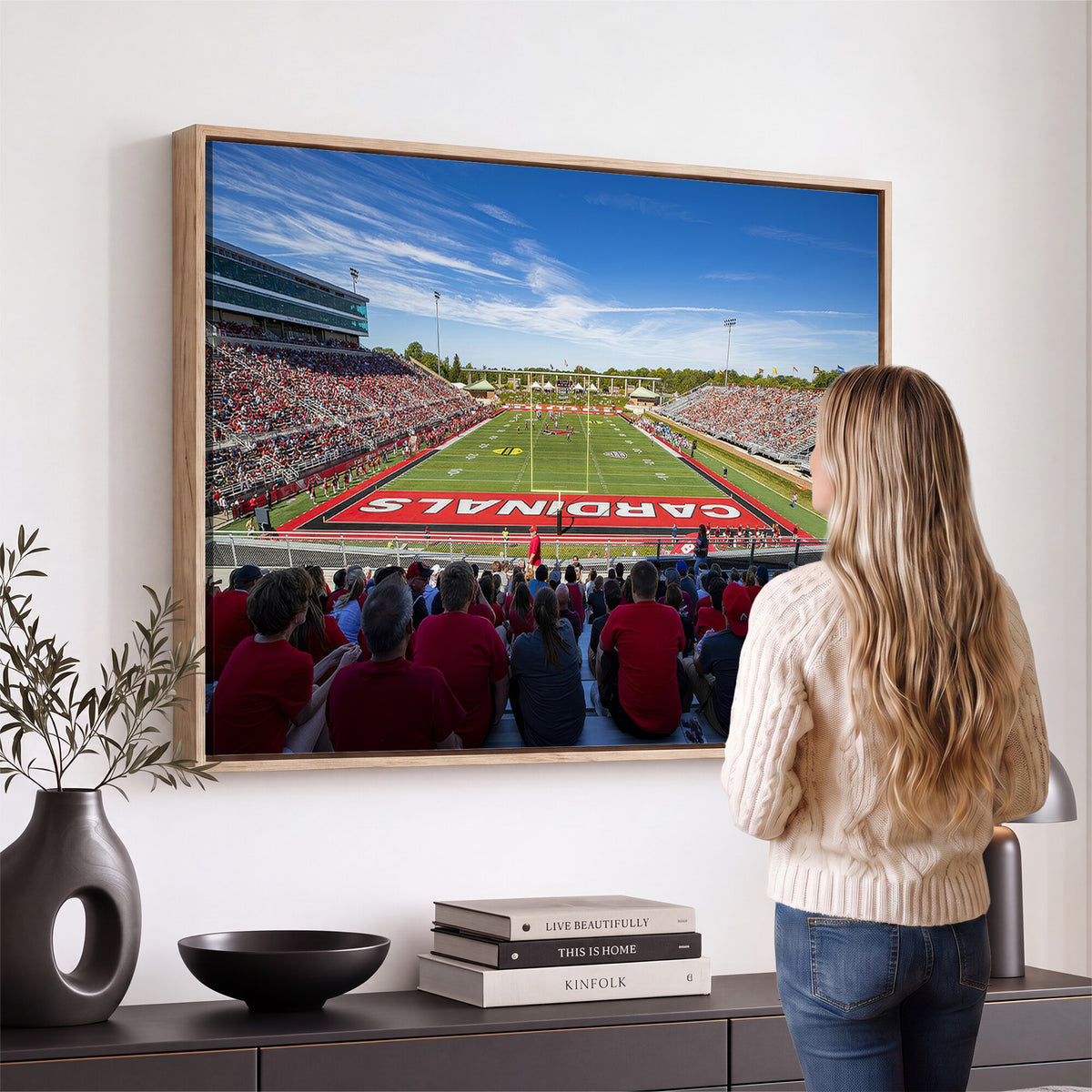 71475-PAN-FL-20X10 - Ball State Cardinals Football Team Print - Muncie Scheumann Stadium Wall Art Canvas Print