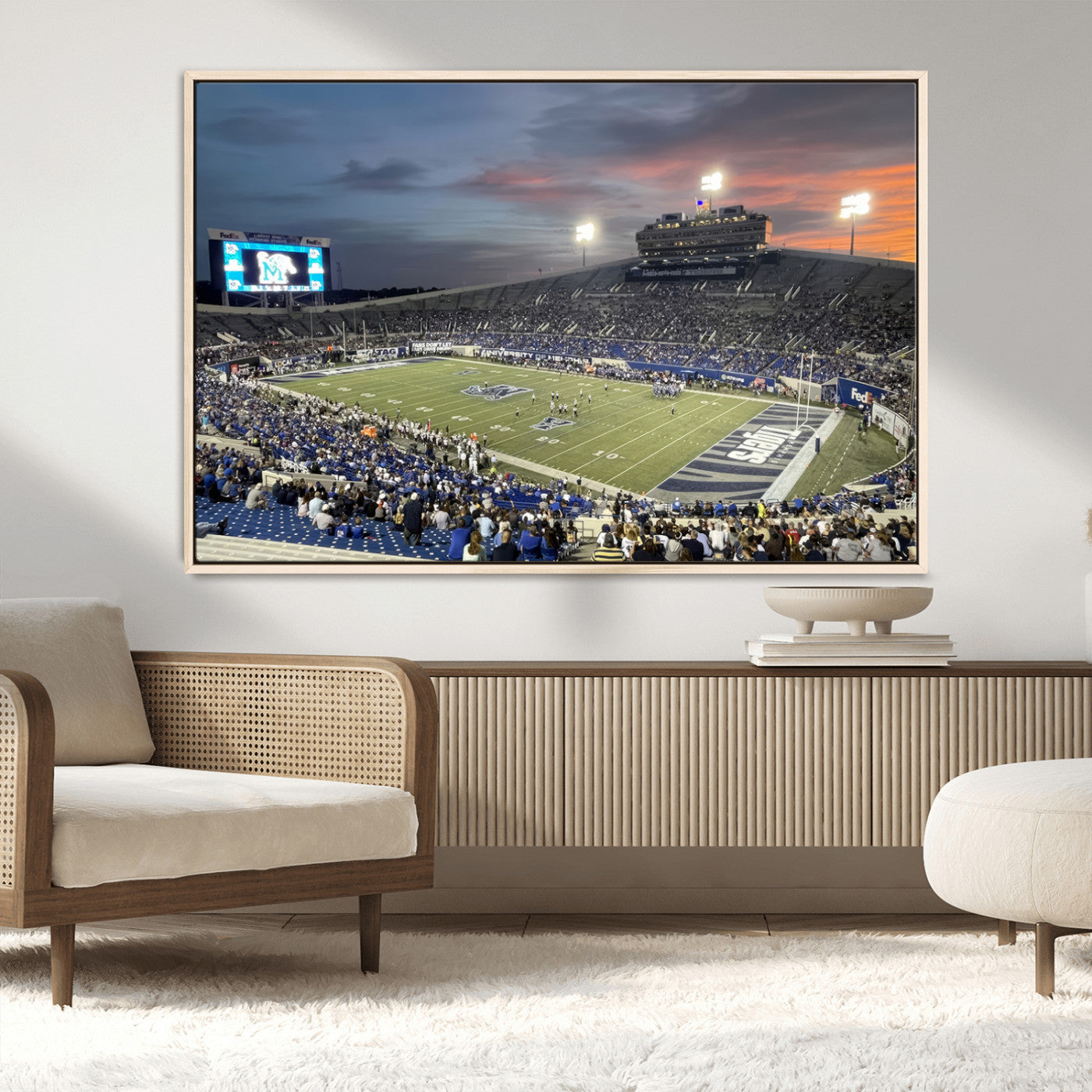 MGV-FC-36X24 - Memphis Tigers Football Team Print - Memphis Simmons Bank Liberty Stadium Wall Art Canvas Print