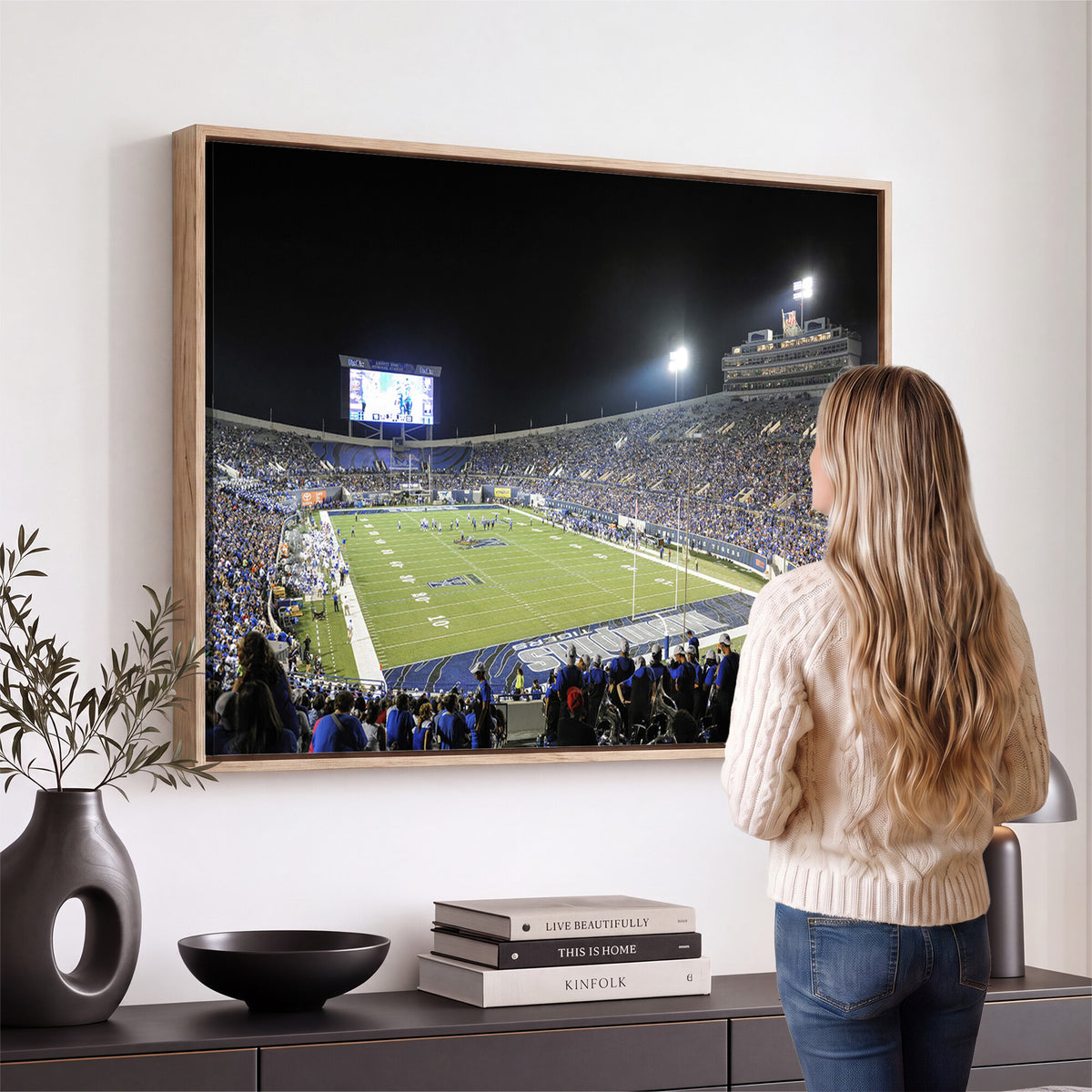10894-PAN-FL-20X10 - University of Memphis Tigers Football Team Print - Memphis Simmons Bank Liberty Stadium Wall Art