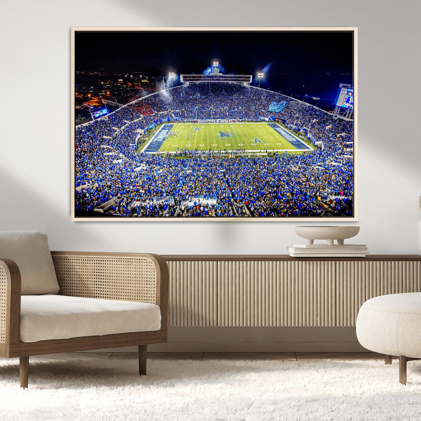 MGV-FC-36X24 - University of Memphis Tigers Football Team Print - Memphis Simmons Bank Liberty Stadium Wall Art