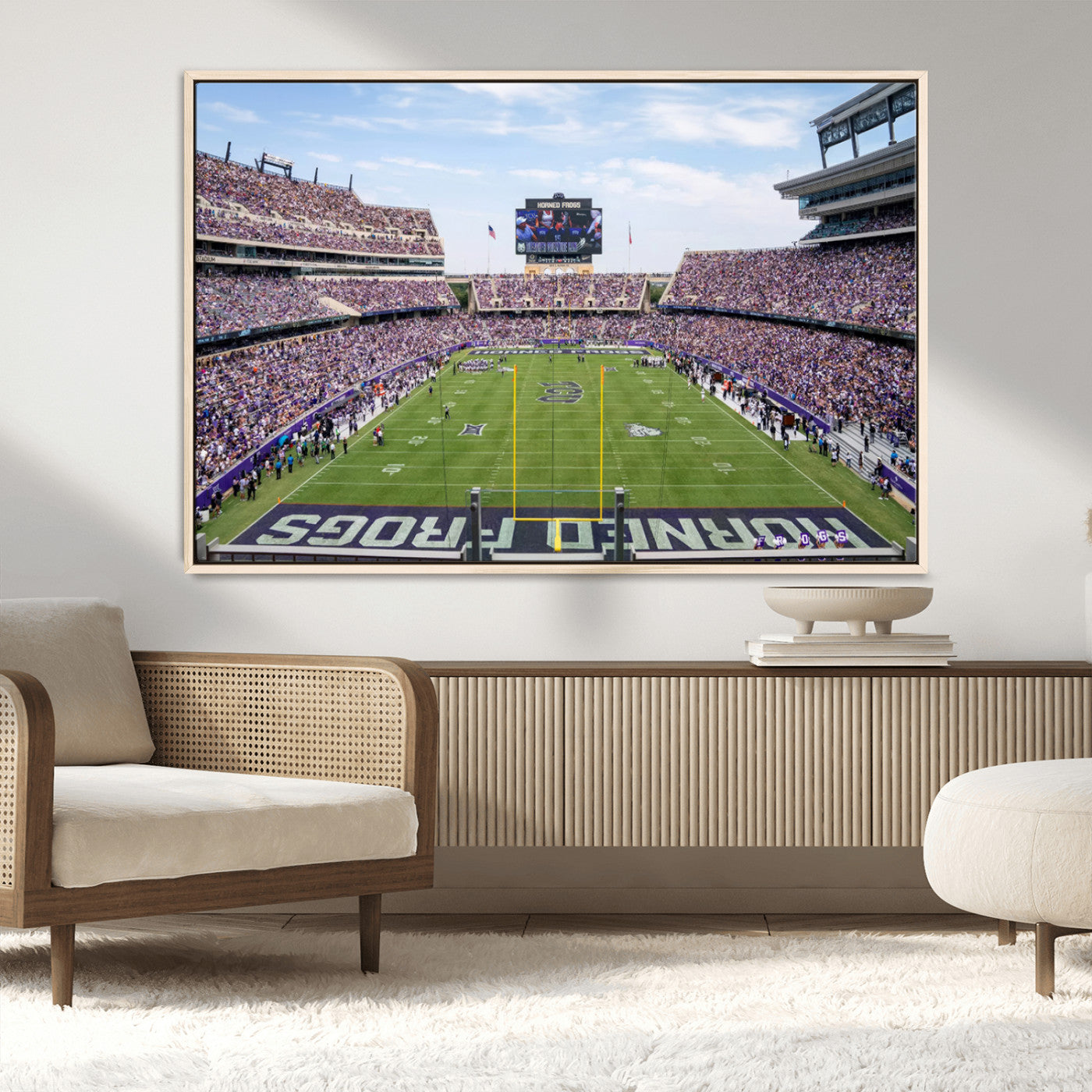 MGV-FC-36X24 - TCU Horned Frogs Football Team Print - Fort Worth Amon G. Carter Stadium Wall Art Canvas Print