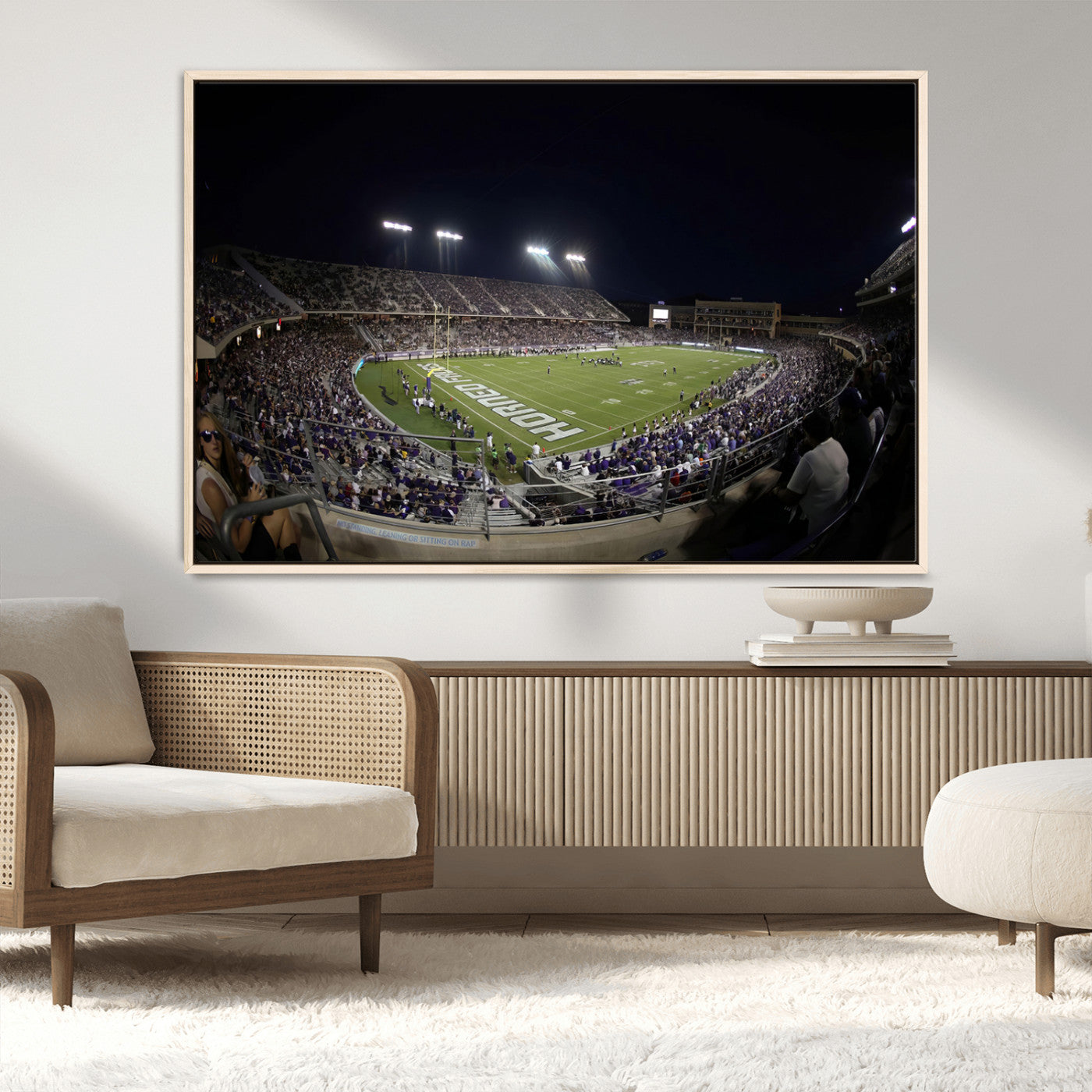 MGV-FC-36X24 - TCU Horned Frogs Football Team Print - Fort Worth Amon G. Carter Stadium Wall Art Canvas Print.