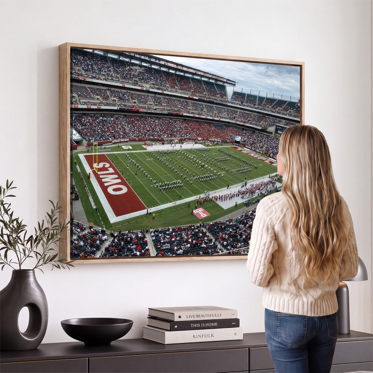 15310-PAN-FL-20X10 - The Temple University Owls Athletics Team Print - Philadelphia Lincoln Financial Field Stadium Wall