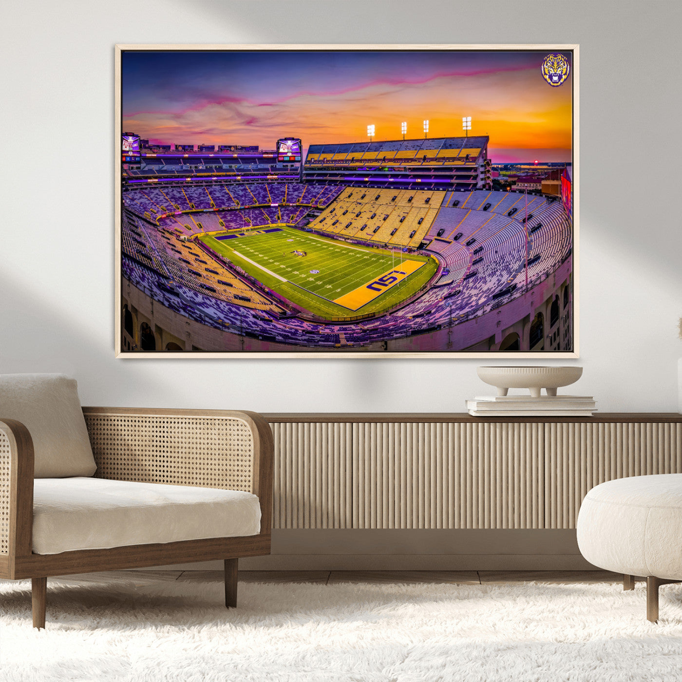 93538-MGV-CV-36X24-The Louisiana State University Tigers Football Team Print - Baton Rouge Tiger Stadium Wall Art