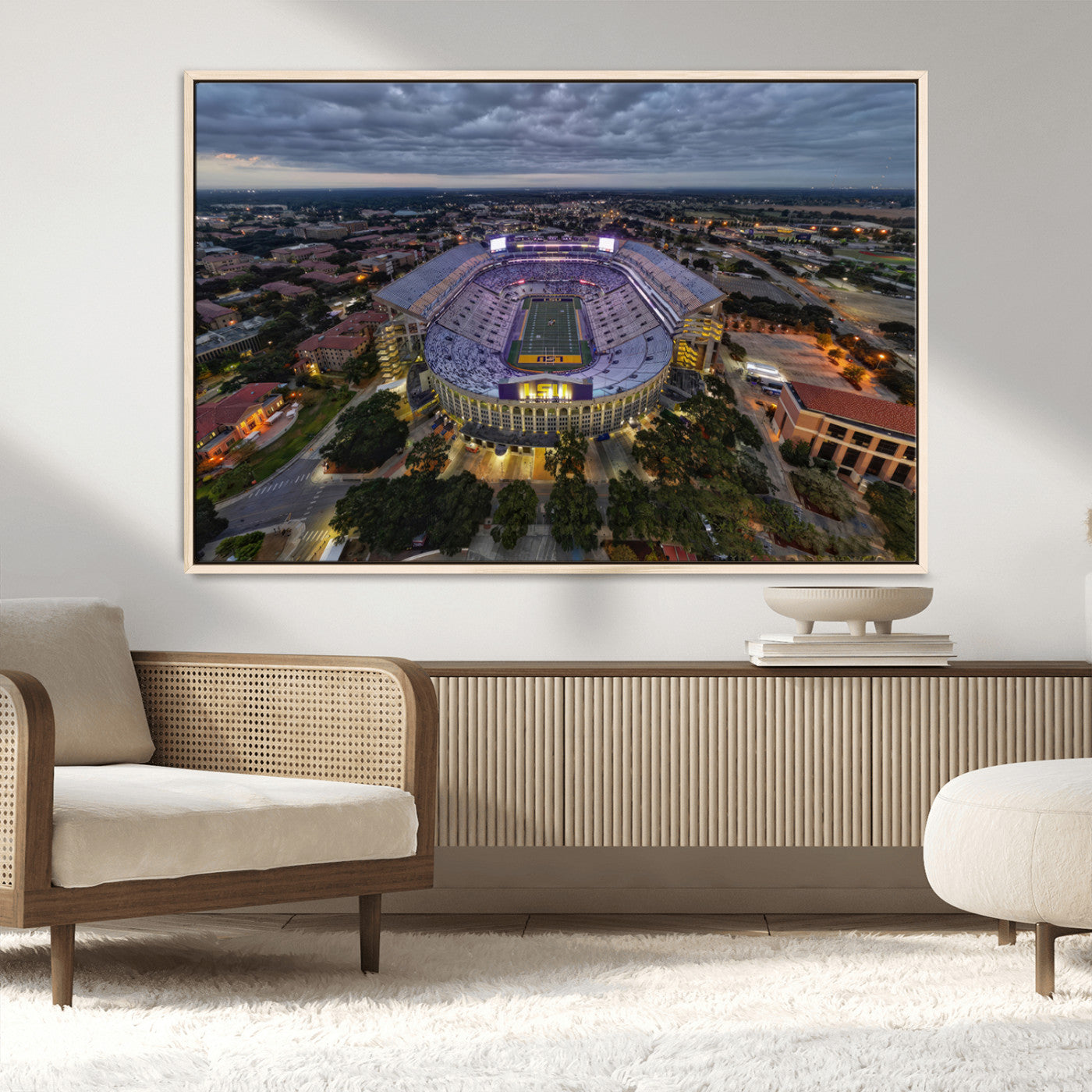 MGV-FC-36X24 - The Louisiana State University Tigers Football Team Print - Baton Rouge Tiger Stadium Wall Art