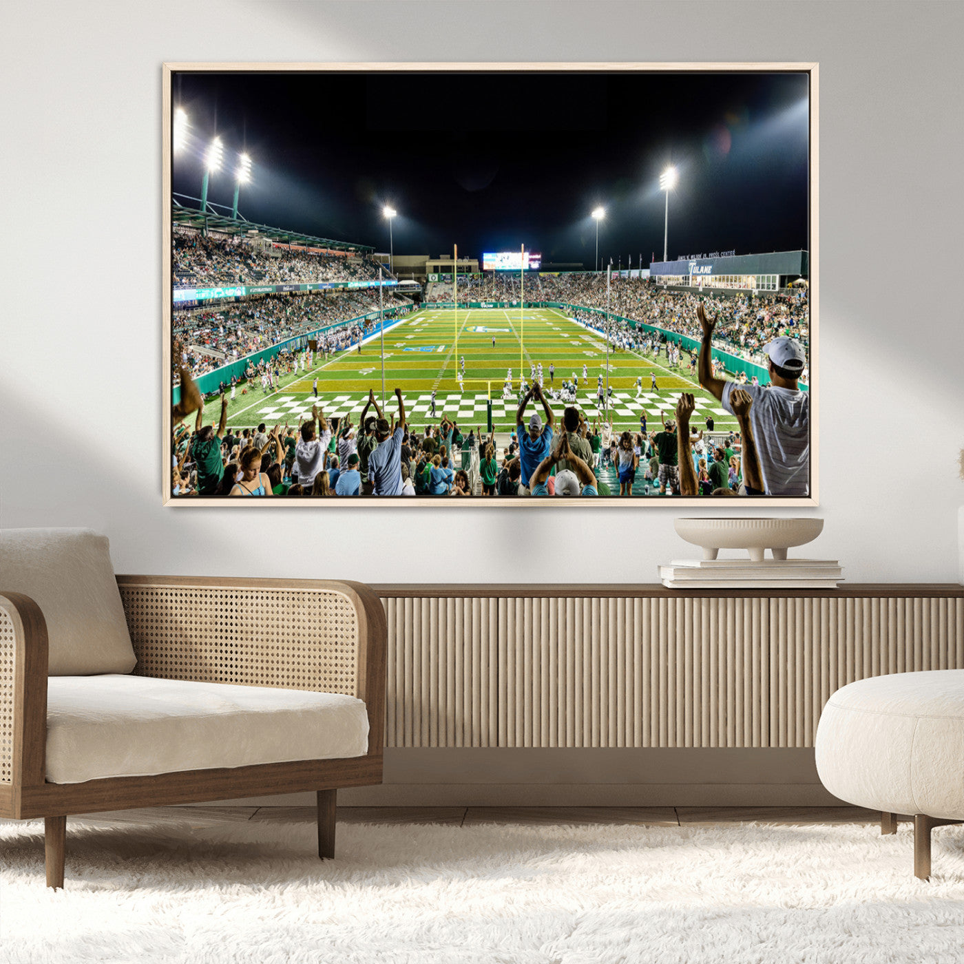 MGV-FC-36X24 - The Tulane University Green Wave Football Team Print - New Orleans Yulman Stadium Wall Art Canvas