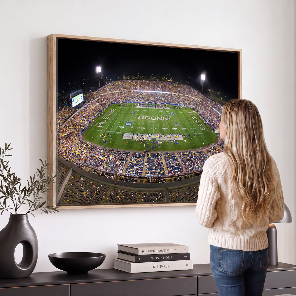 52855-MGV-CV-36X24 - The University of Connecticut UCONN Huskies Football Team Print, East Hartford