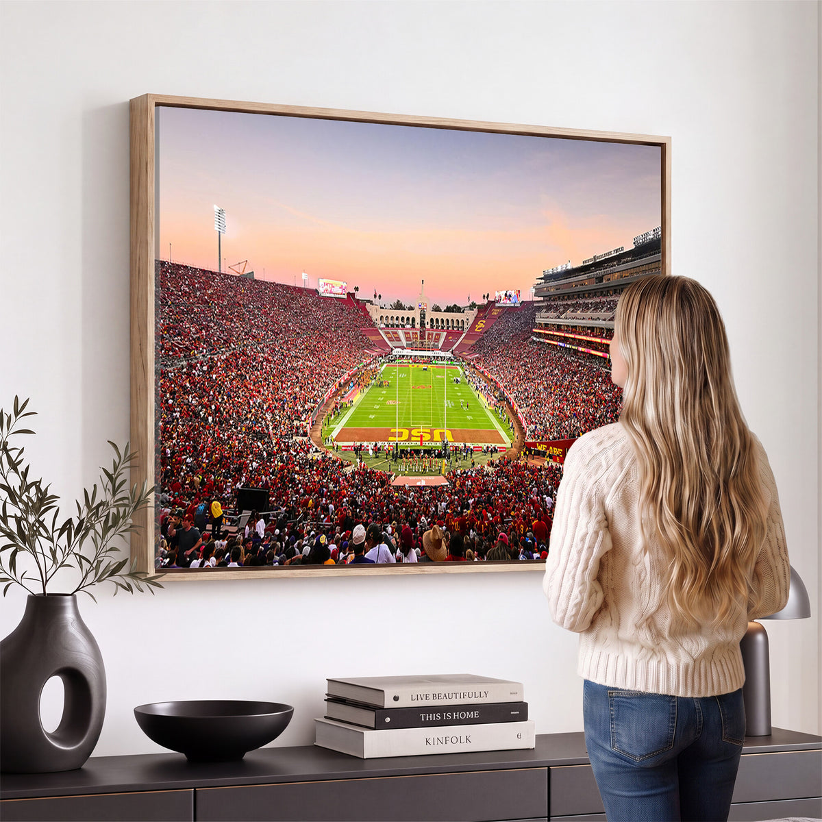 39904-MGV-CV-36X24 - The University of Southern California USC Trojans Football Team Print, Home Bar Wall Decor