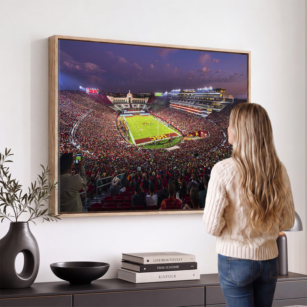 73373-MGV-CV-36X24 - The University of Southern California USC Trojans Football Team Print, Extra Large Game Room Wall Decor