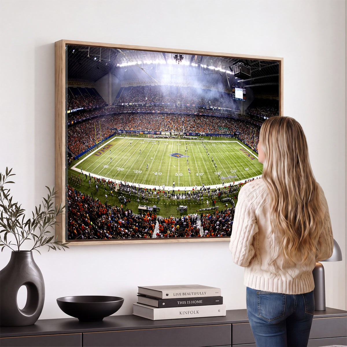 46972-MGV-CV-36X24 - The University of Texas at San Antonio Roadrunners Football Team Print, Framed and Ready to Hang