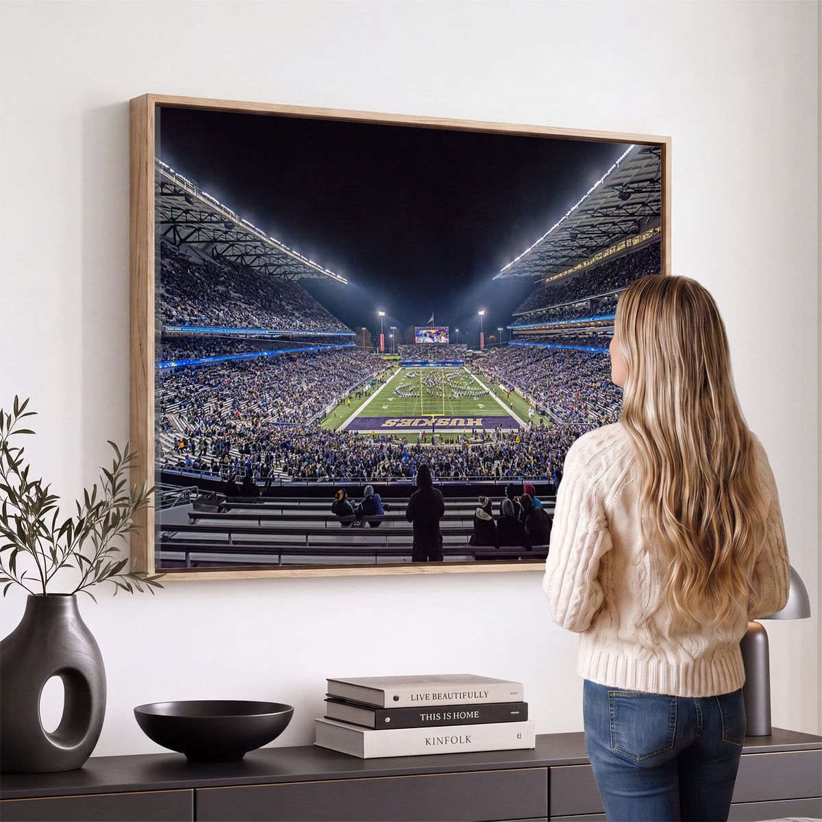 85780-MGV-CV-36X24 - The University of Washington Huskies Football Team Print, Extra Large Game Room Wall Decor