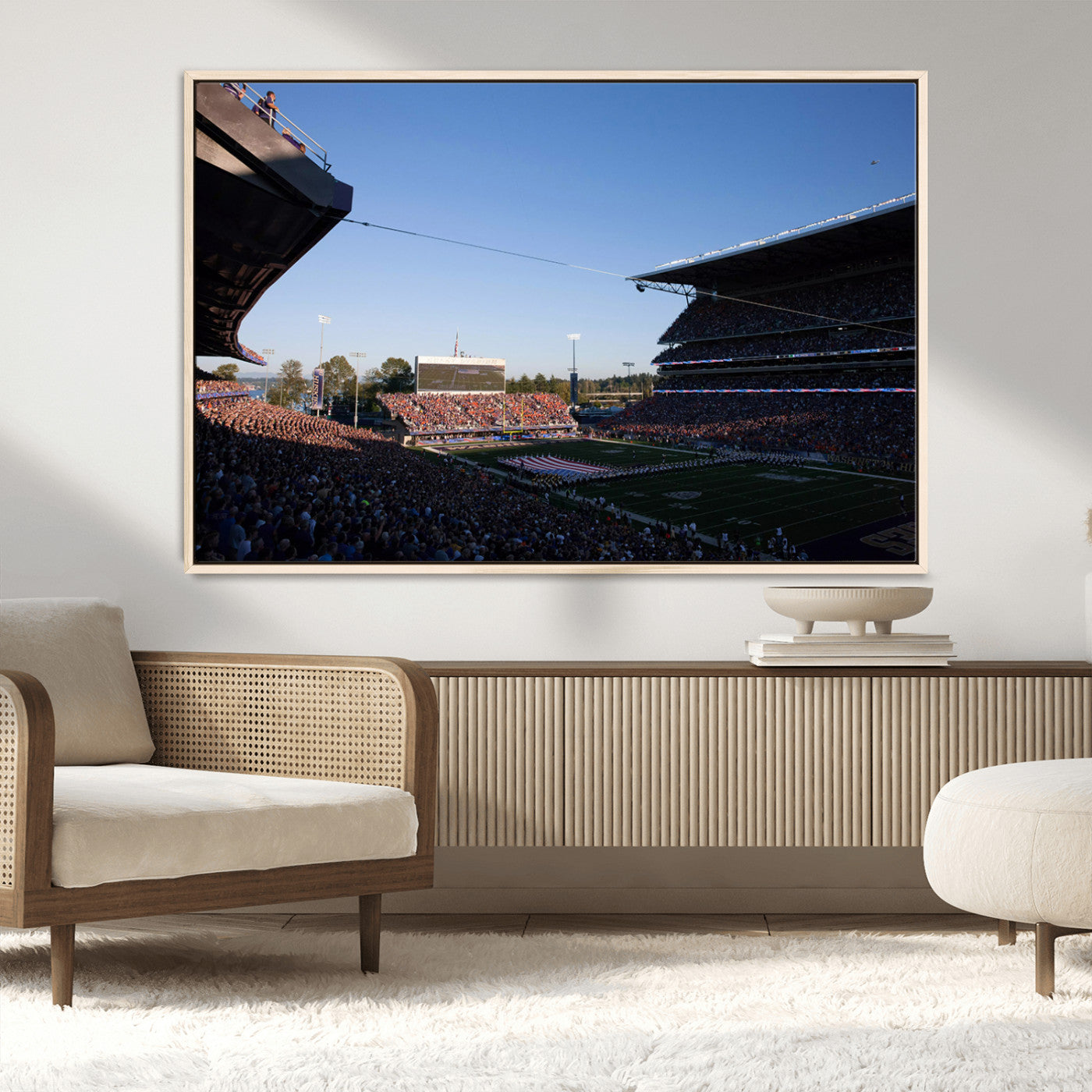 MGV-FC-36X24 - The University of Washington Huskies Football Team Print - Seattle Husky Stadium Wall Art Canvas