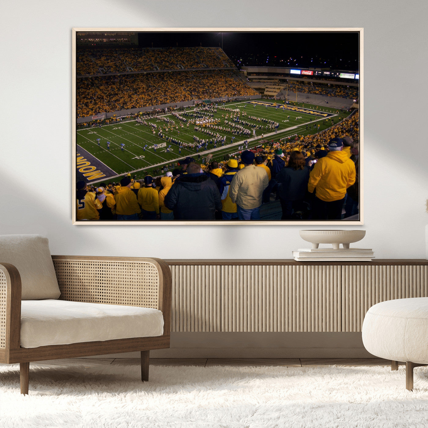 MGV-FC-36X24 - West Virginia Uni Mountaineers Football Team Print - Milan Puskar Stadium Canvas Print Wall Art,