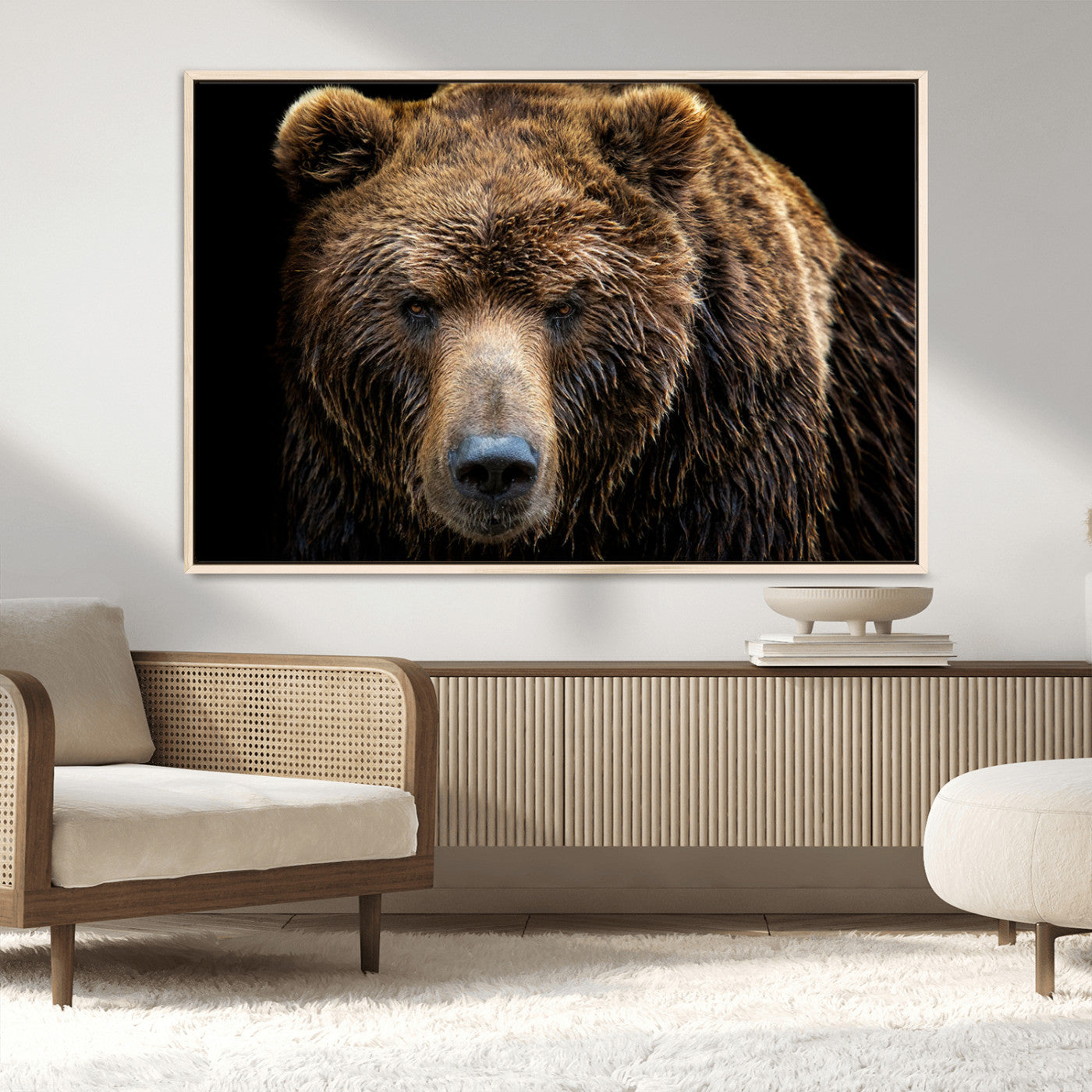MGV-FC-36X24 - Grizzly Brown Bear Canvas Wall Art, Wildlife Animal Canvas Artwork Bear Print, Bear Wall Art Print,