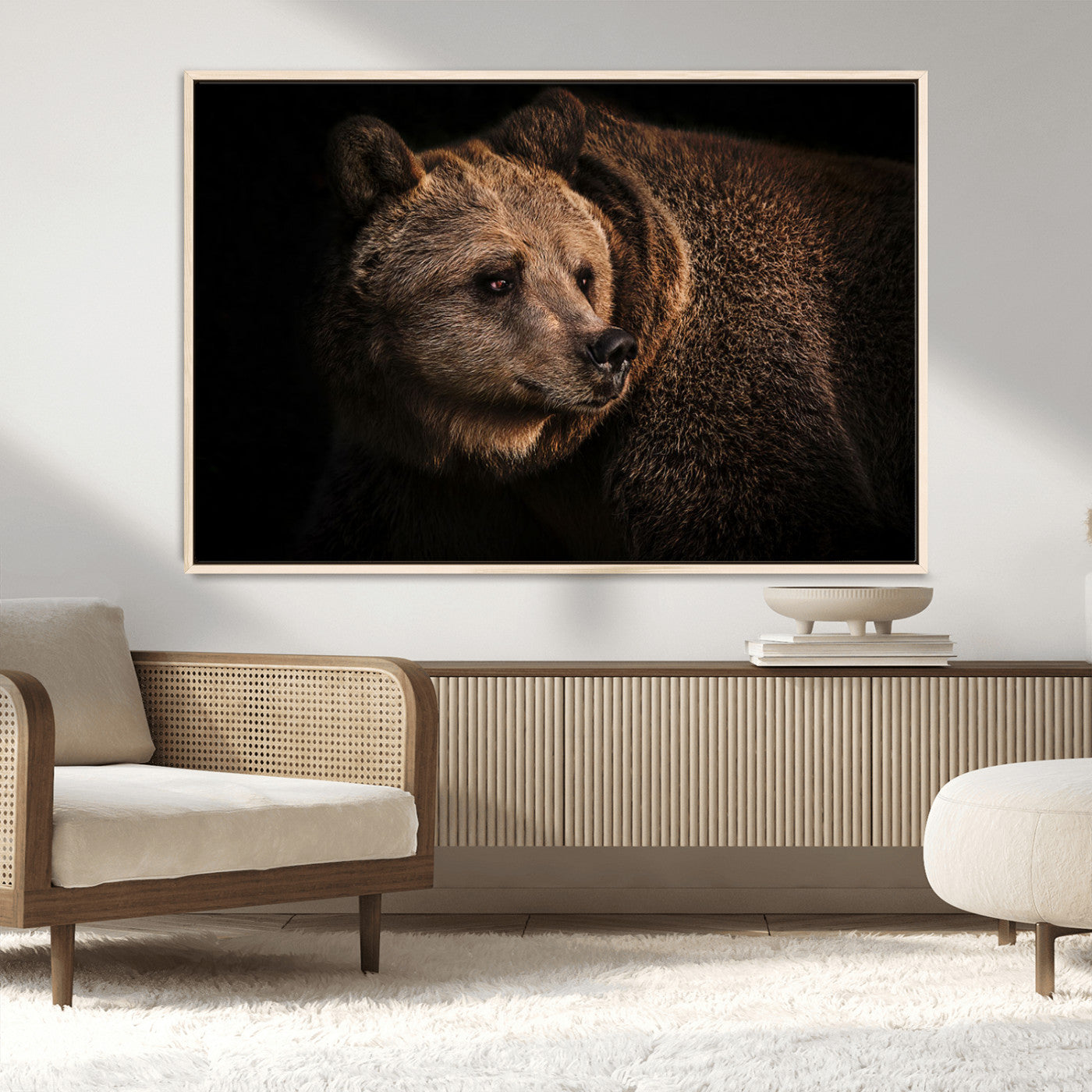MGV-FC-36X24 - Wild Grizzly 399 Bear Canvas Wall Art Print, Bear Animal Canvas Artwork Print, Black Bear Wall Art