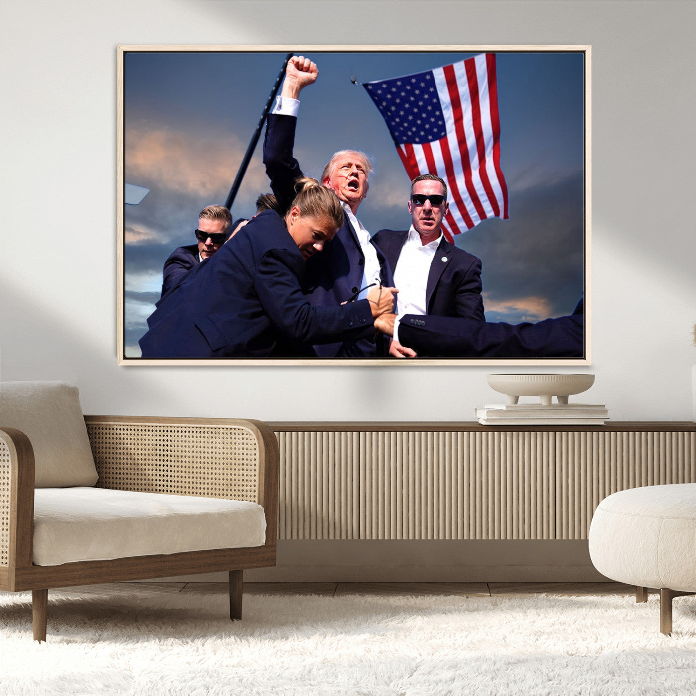 MGV-FC-36X24 - Donald Trump Assassination Attempt Wall Art Print, Trump Historic Footage - Iconic Reaction by Trump