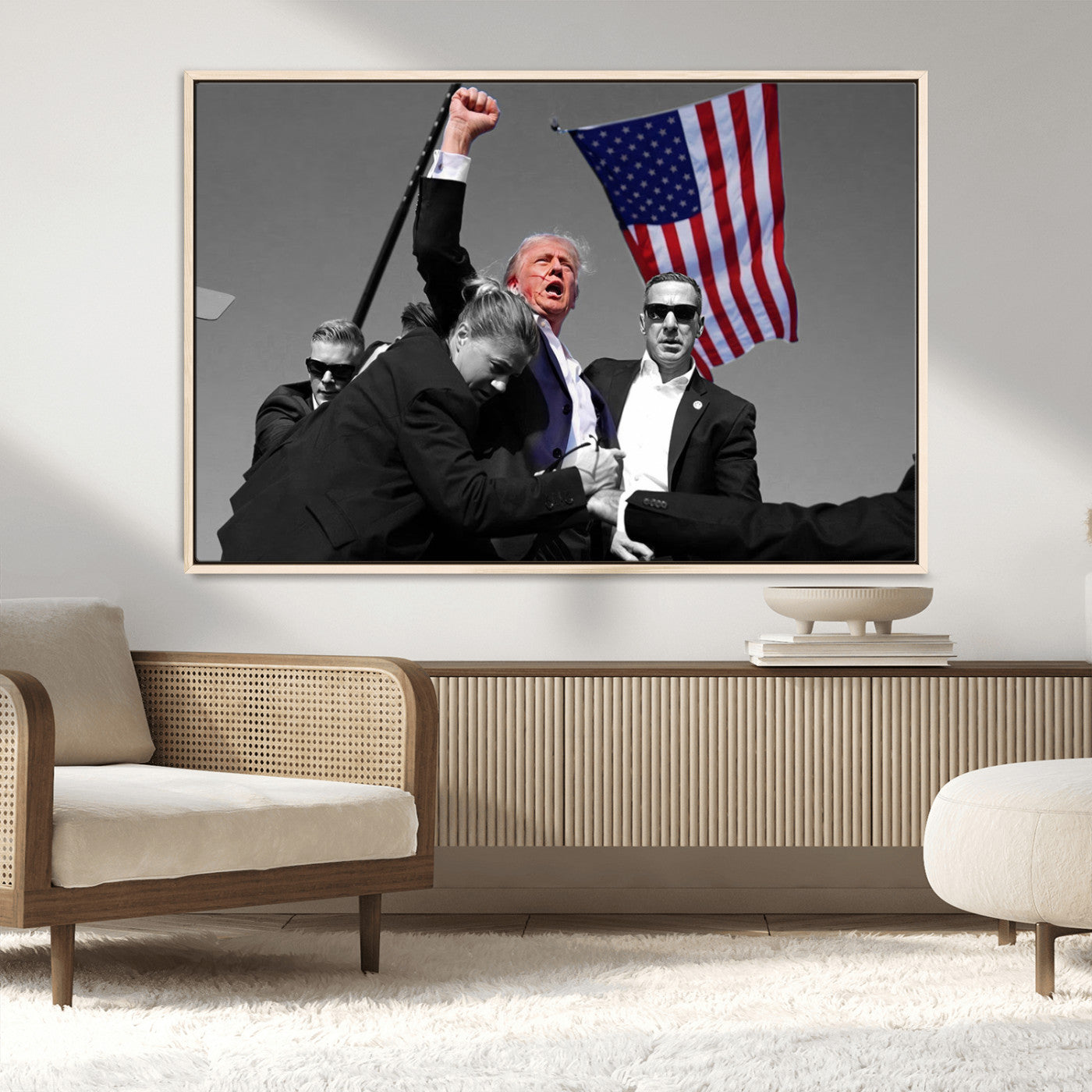 MGV-FC-36X24 - Donald Trump Assassination Attempt Wall Art Print, Trump Historic Footage - Iconic Reaction by Trump