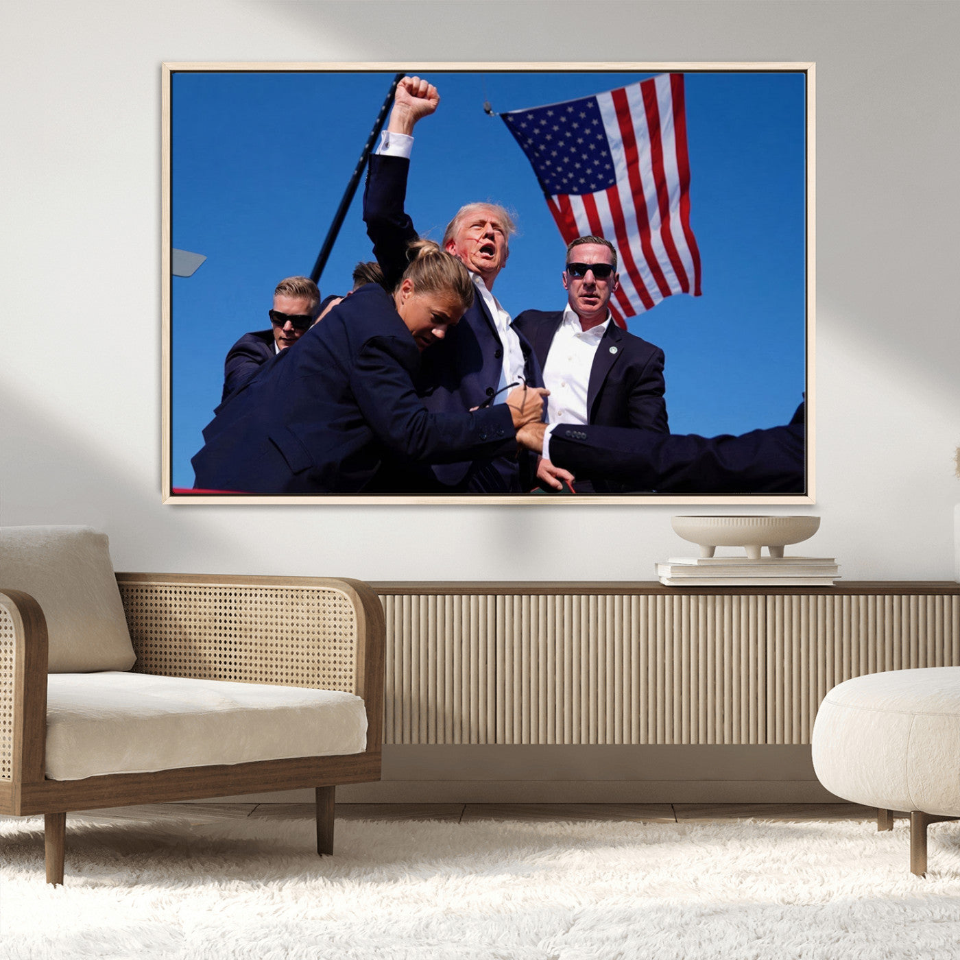 MGV-FC-36X24 - Donald Trump Assassination Attempt Wall Art Print, Trump Historic Footage - Iconic Reaction by Trump
