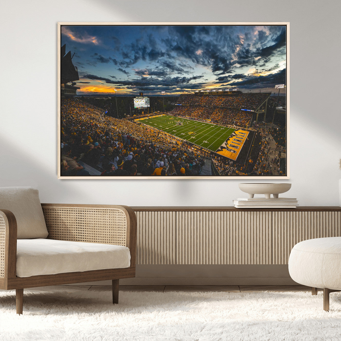 MGV-FC-36X24 - University of Wyoming Cowboys Football Team Print - Laramie War Memorial Stadium Wall Art Canvas